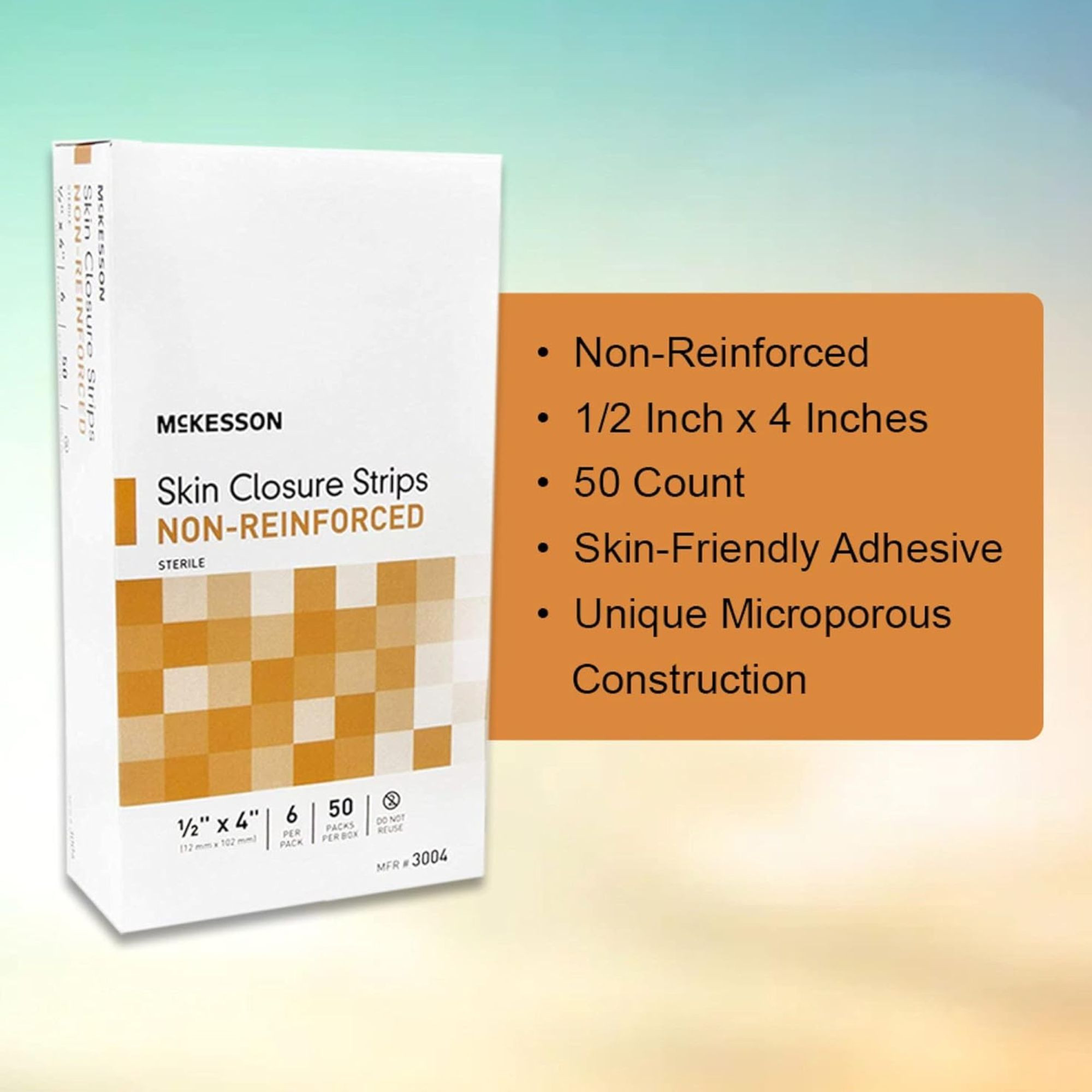 McKesson Skin Closure Strip, Sterile, Non-Reinforced, 3003, Box of 50