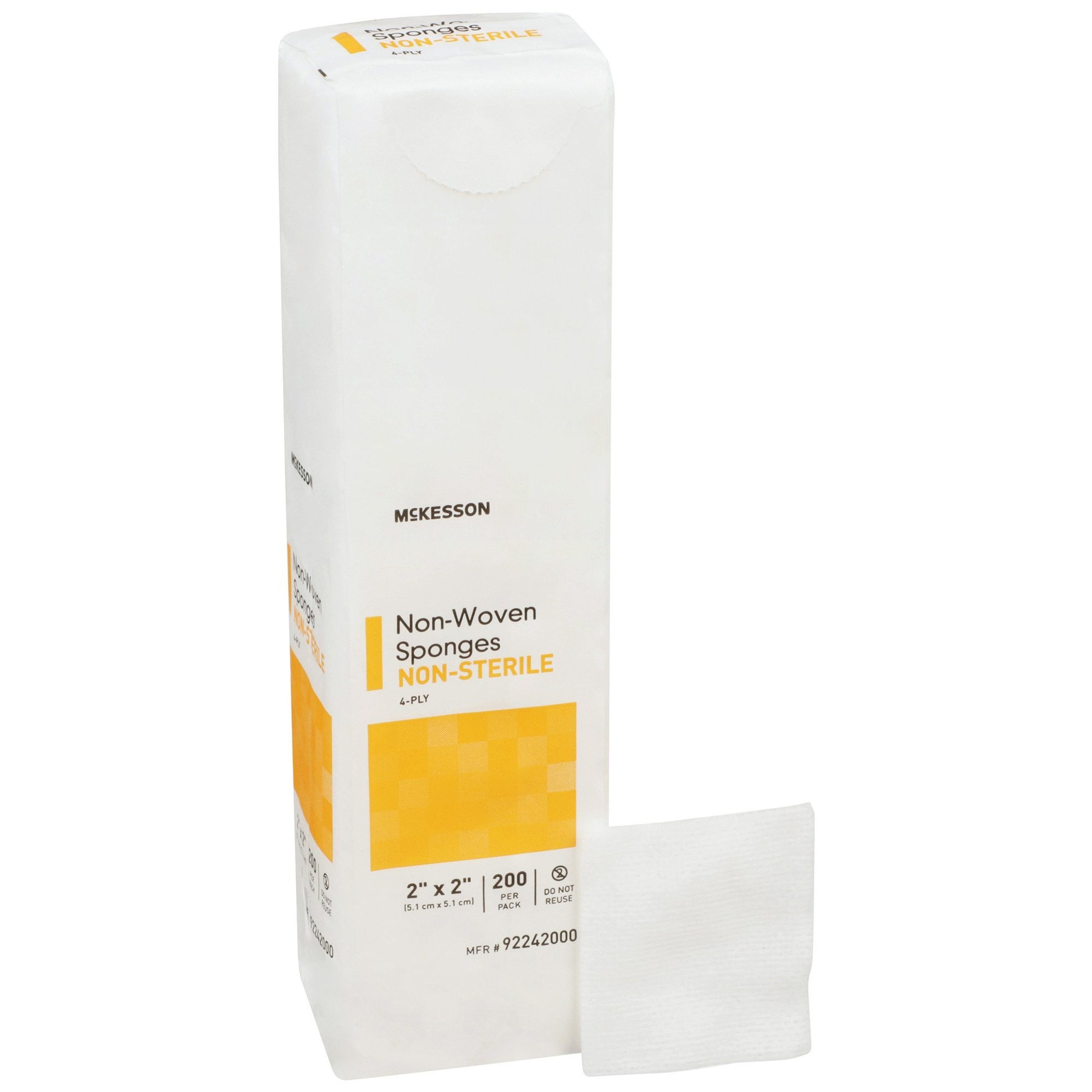 McKesson 12-Ply Non-Woven Sponges, Non-Sterile, 42222000, 2 X 2 inches - Pack of 200