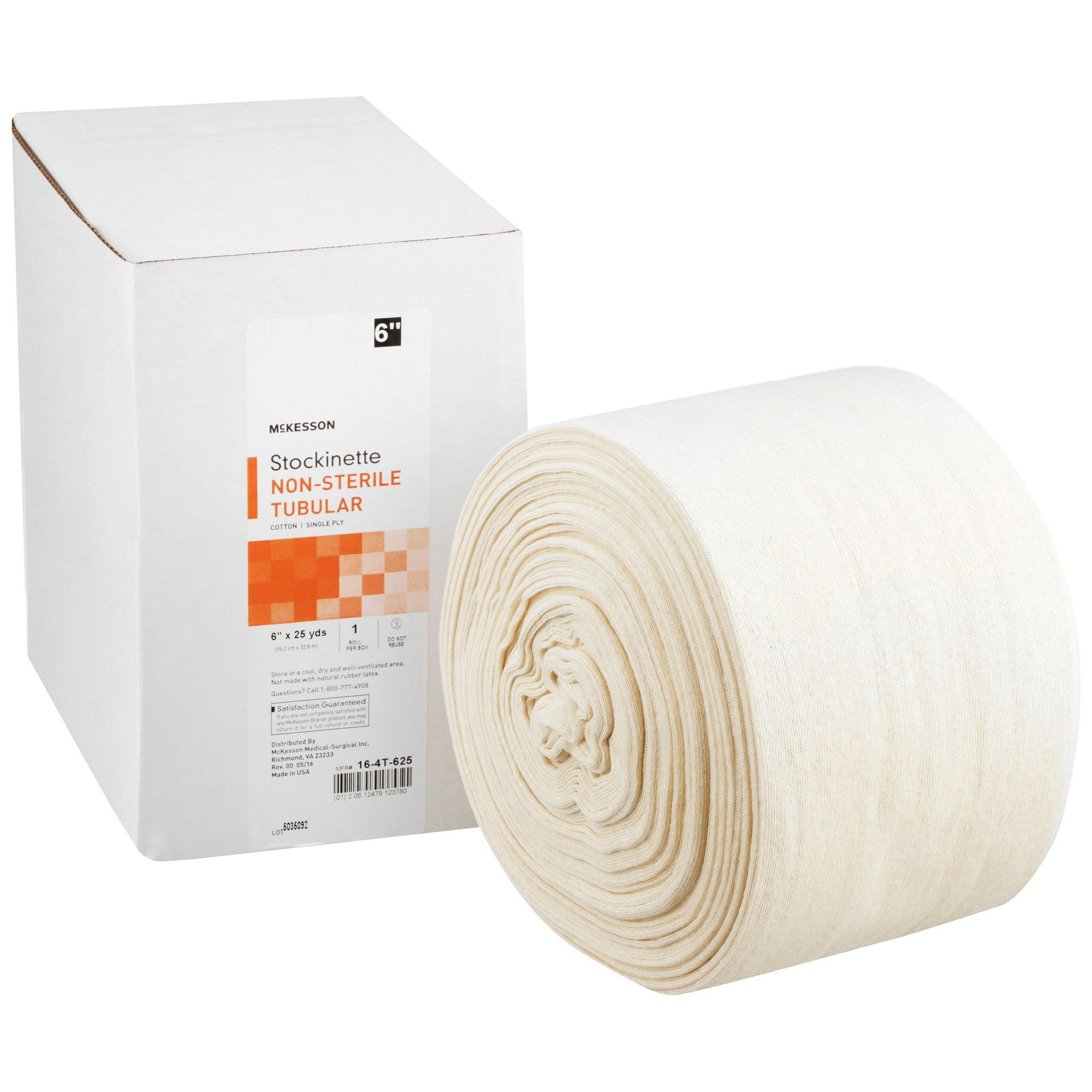 McKesson Stockinette, Tubular, Non-Sterile, 16-4T-625, 6 Inches X 25 Yards - Case of 6 (6 Rolls)
