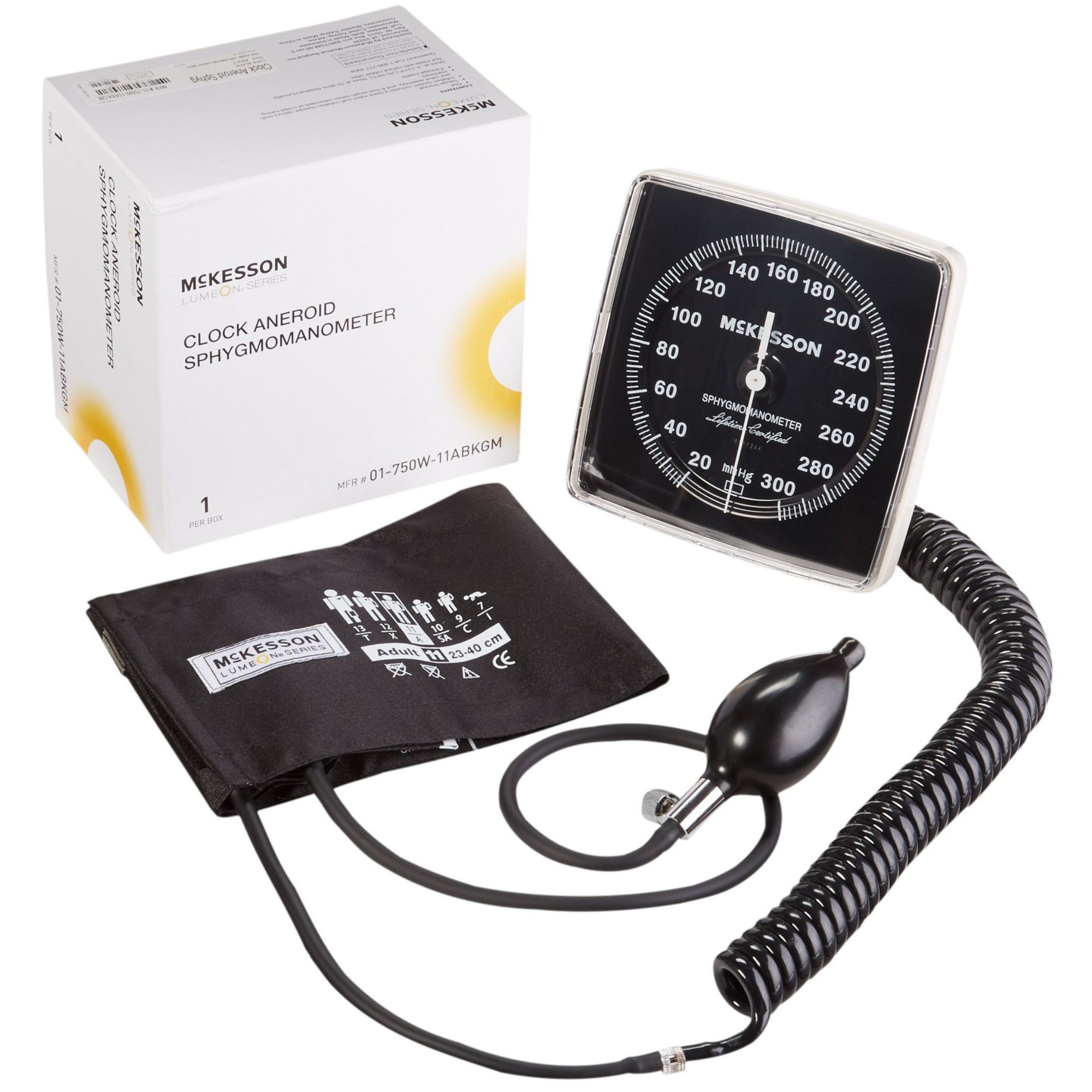 McKesson Clock Aneroid Sphygmomanometer Unit, 01-750W-11ABKGM, 1 Box