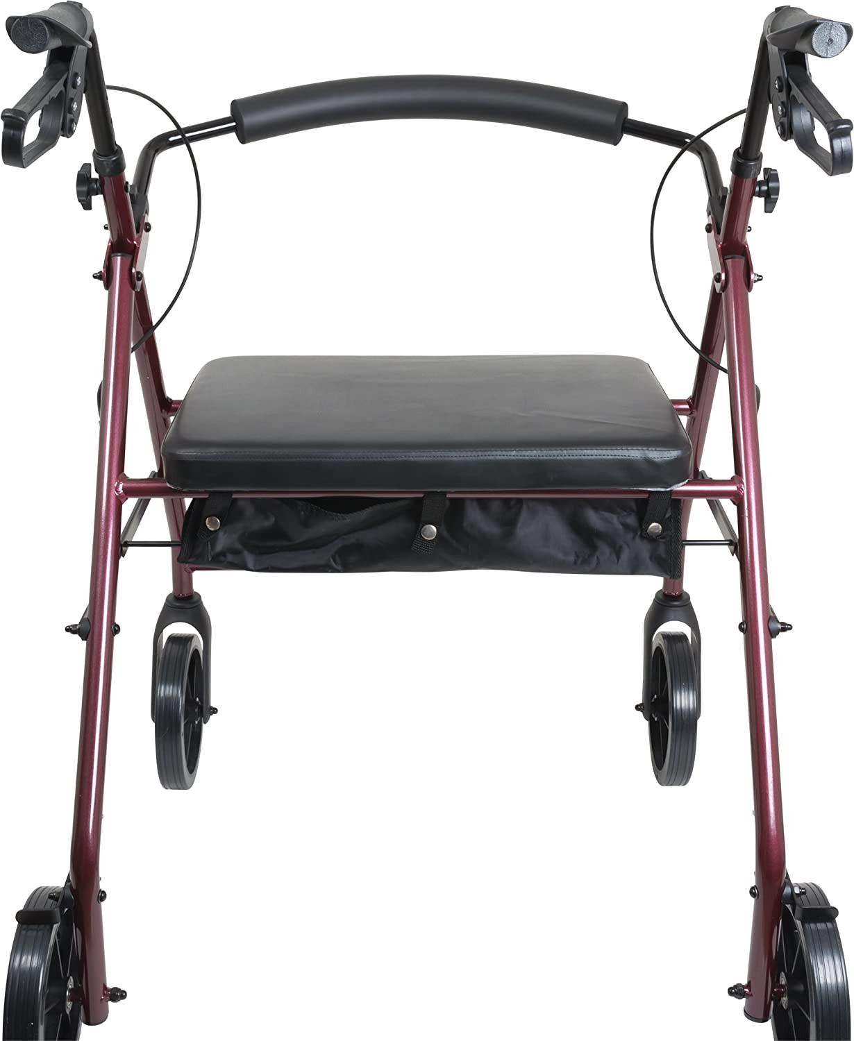 PMI Bariatric Aluminum Rollator, 8" Wheels, RLAB8BG, Burgundy - 1 Each
