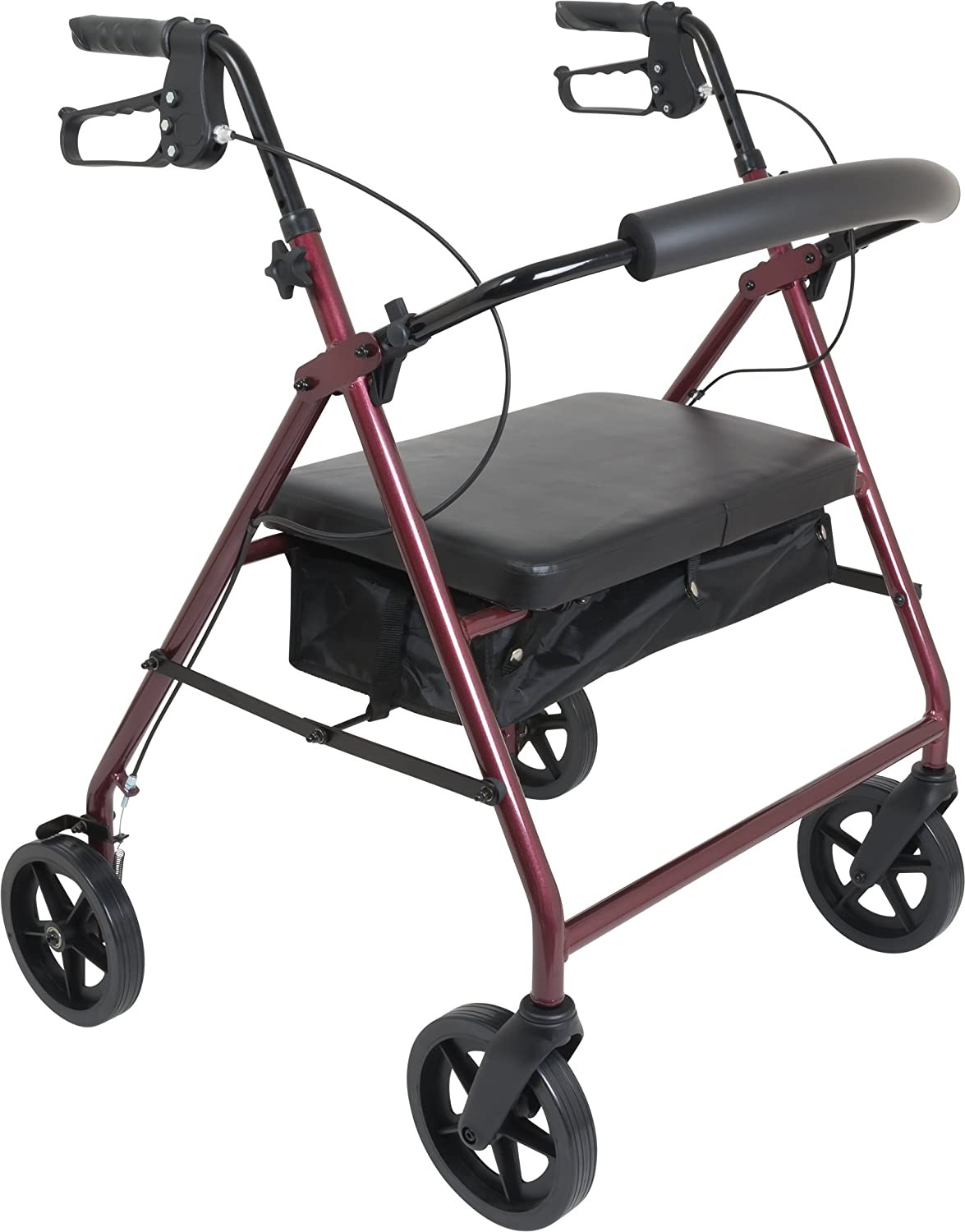 PMI Bariatric Aluminum Rollator, 8" Wheels, RLAB8BG, Burgundy - 1 Each