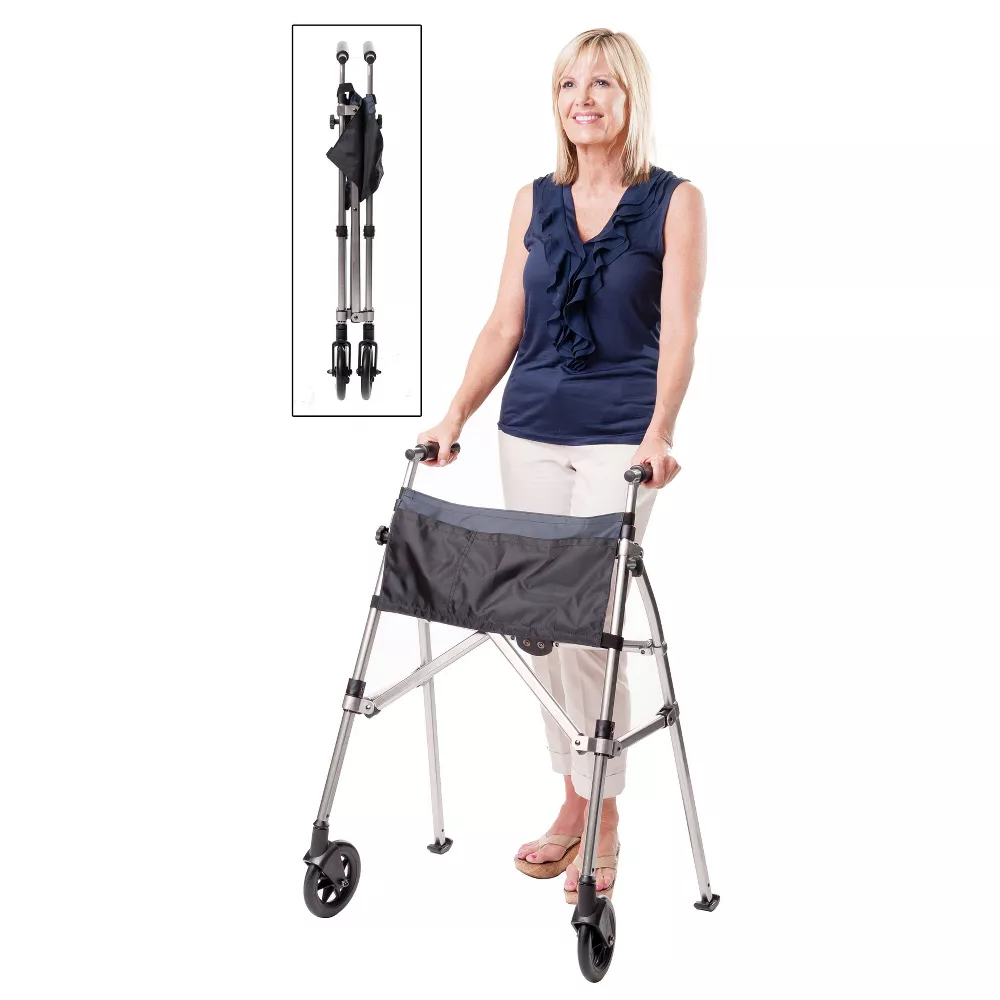 Stander EZ Fold-N-Go Folding Walker, 4300-BW, Black Walnut - 1 Each