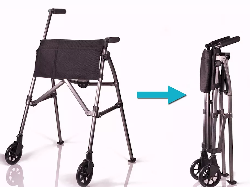 Stander EZ Fold-N-Go Folding Walker, 4300-BW, Black Walnut - 1 Each