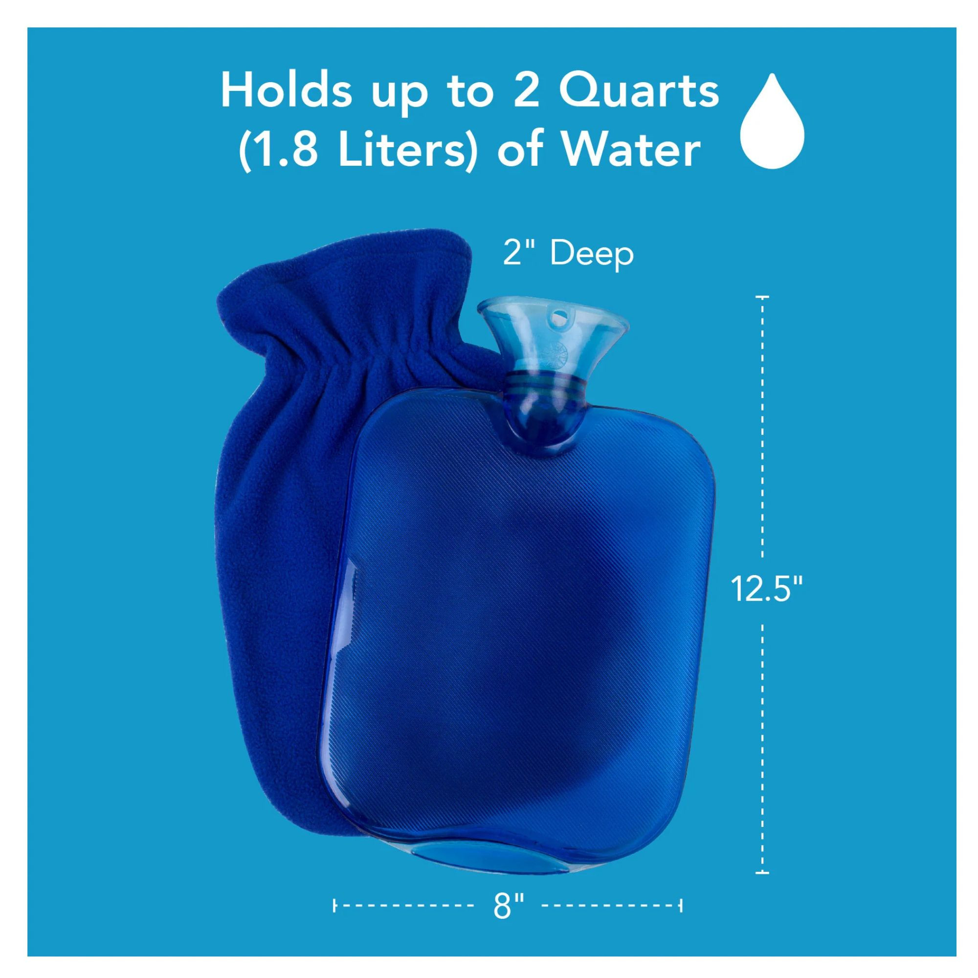 Carex Hot Water Bottle with Fleece Cover