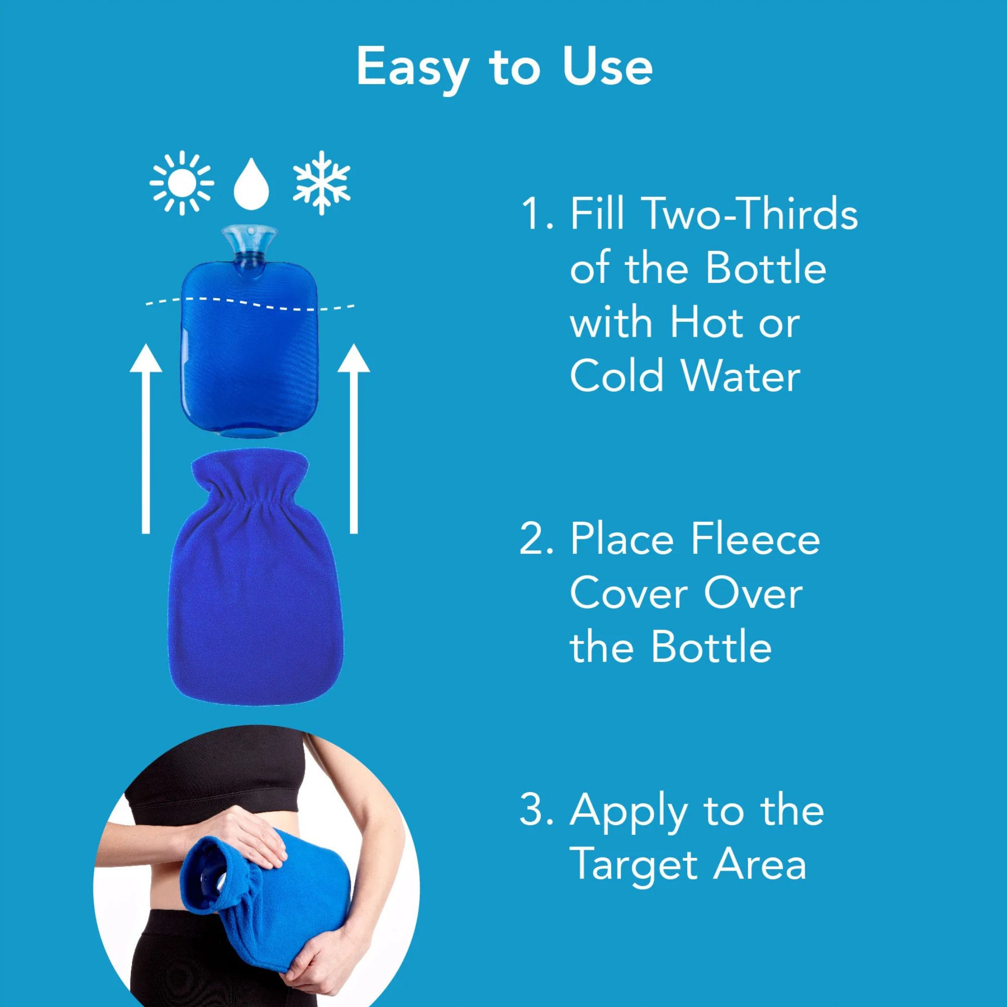 Carex Hot Water Bottle with Fleece Cover