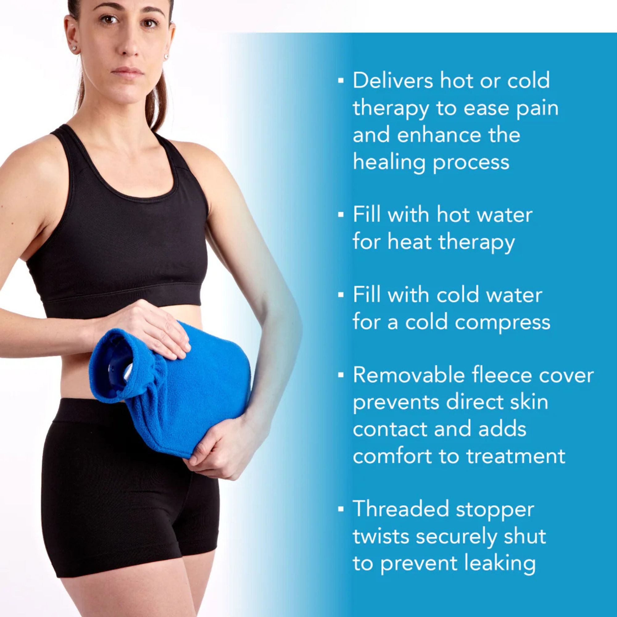 Carex Hot Water Bottle with Fleece Cover