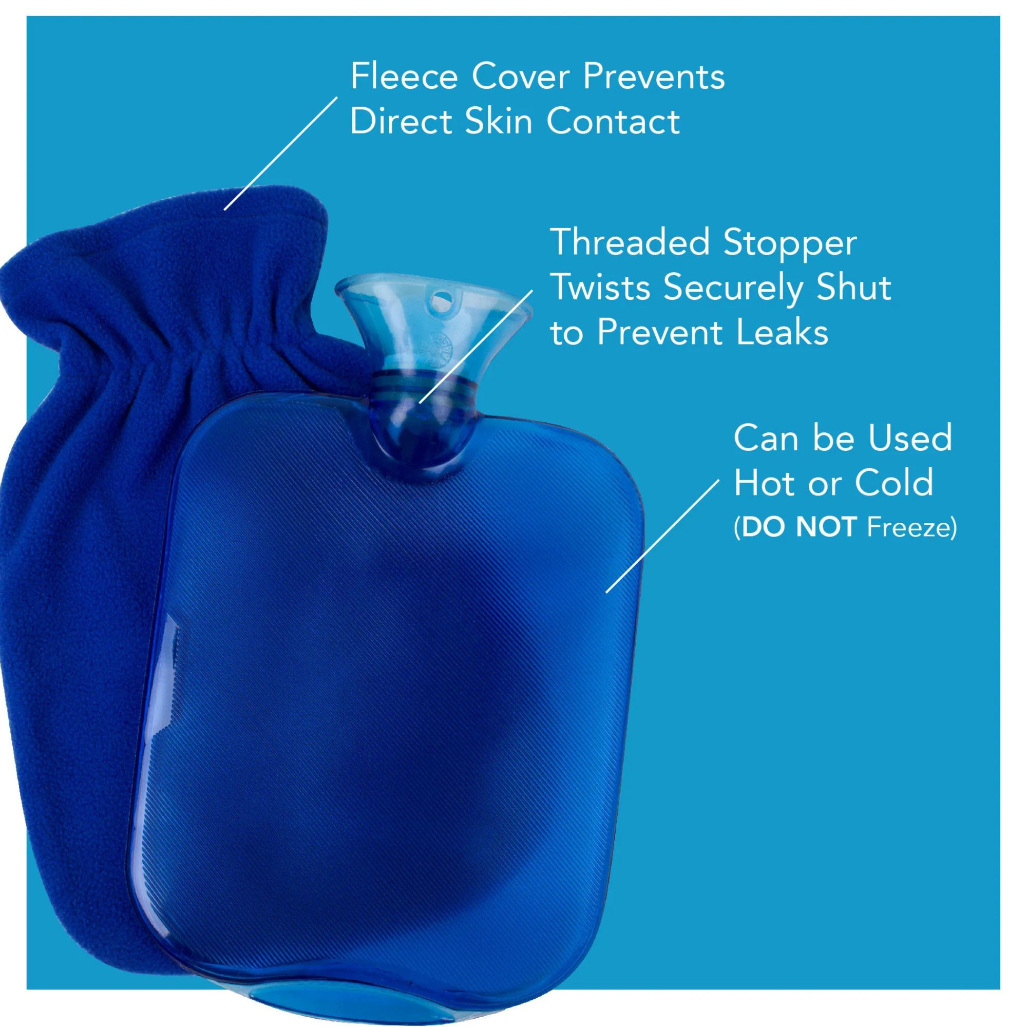 Carex Hot Water Bottle with Fleece Cover