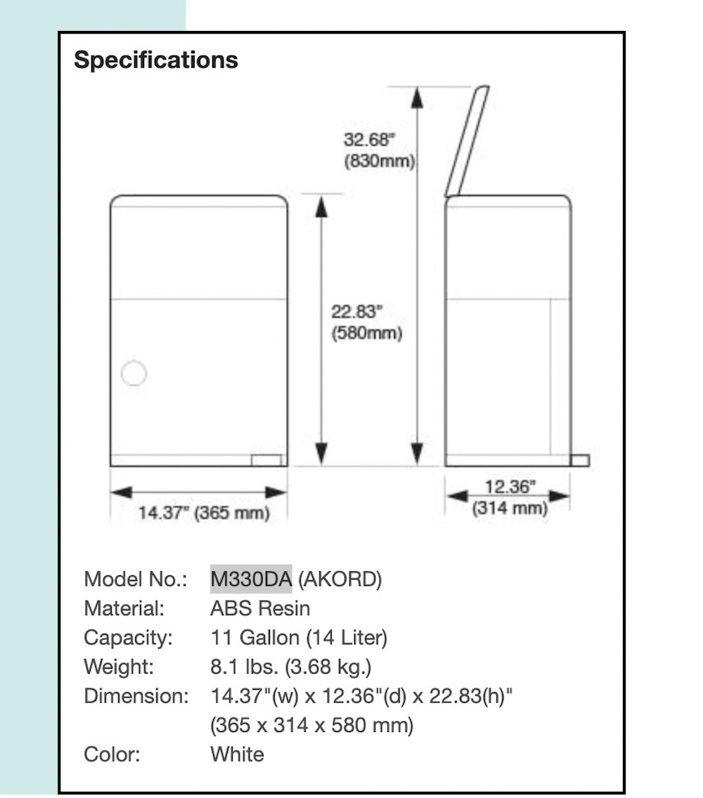 Janibell Akord Adult Incontinence Disposal System, 330 Series, 11 Gallon