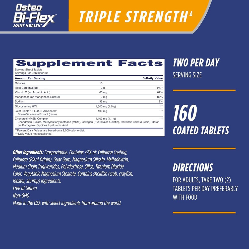 Osteo Bi-Flex Joint Health Triple Strength Dietary Supplement, Twinpack, 160 Count