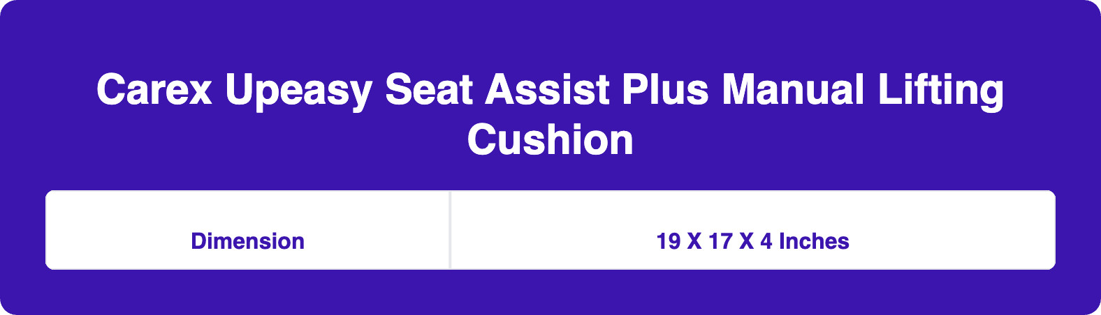 Carex Upeasy Seat Assist Plus Manual Lifting Cushion, CCFUPE3, 1 Each