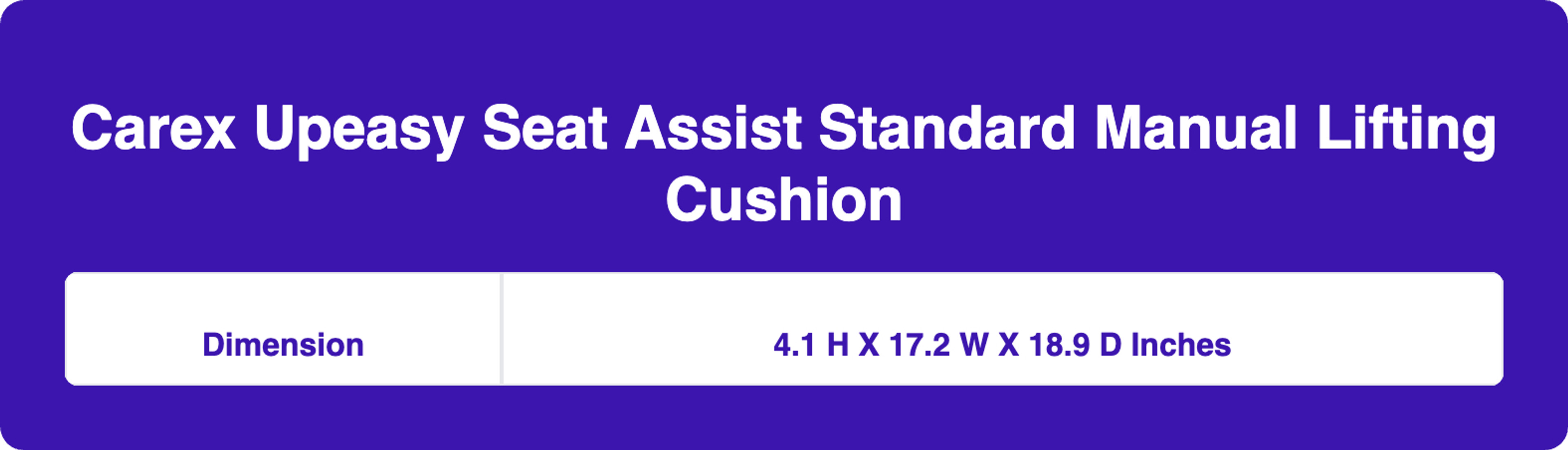 Carex Upeasy Seat Assist Standard Manual Lifting Cushion, CCFUPE1, 1 Each