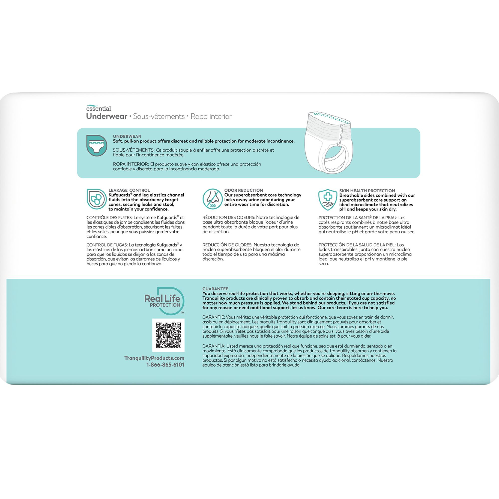 Tranquility Essential Disposable Adult Underwear, Moderate Absorbency