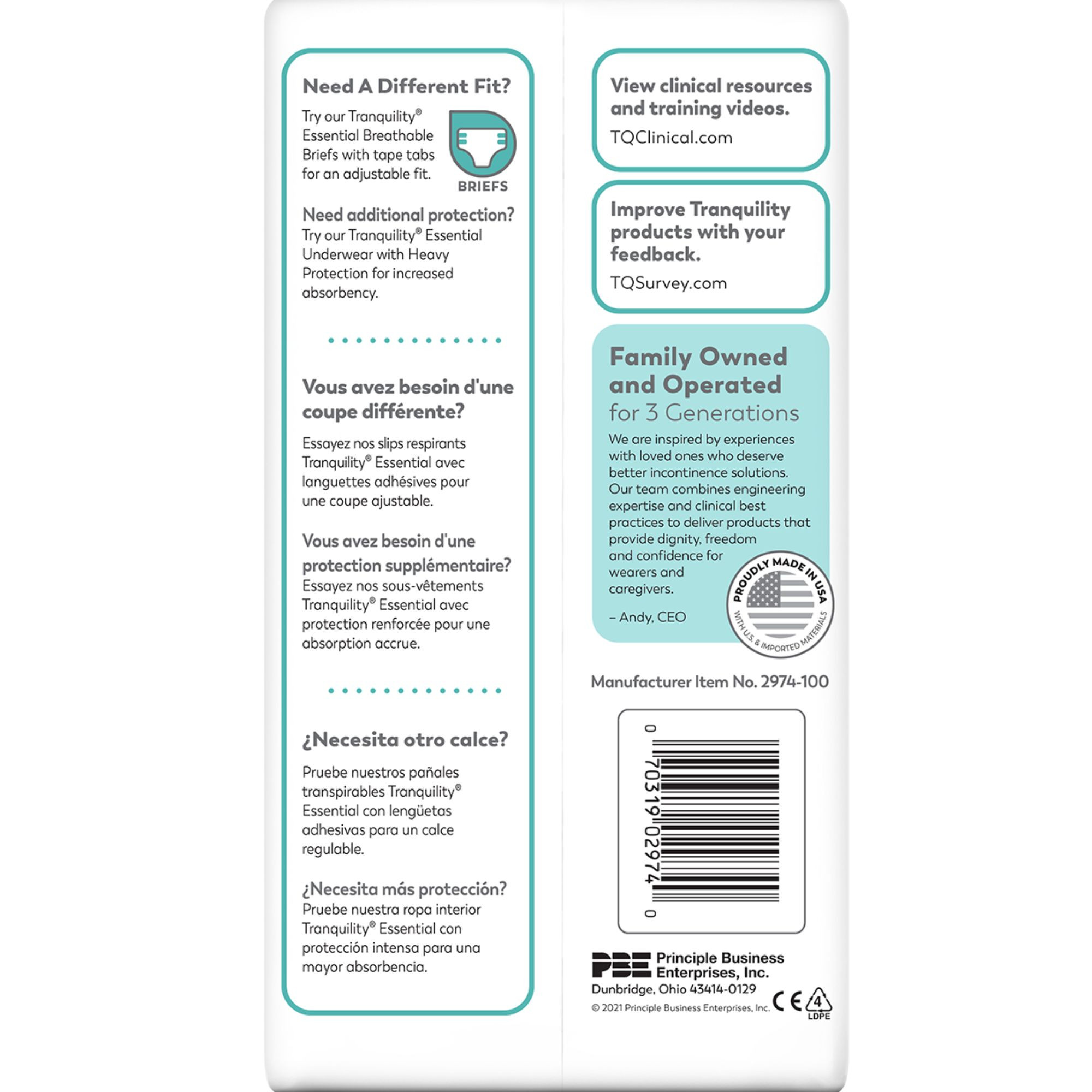 Tranquility Essential Disposable Adult Underwear, Moderate Absorbency