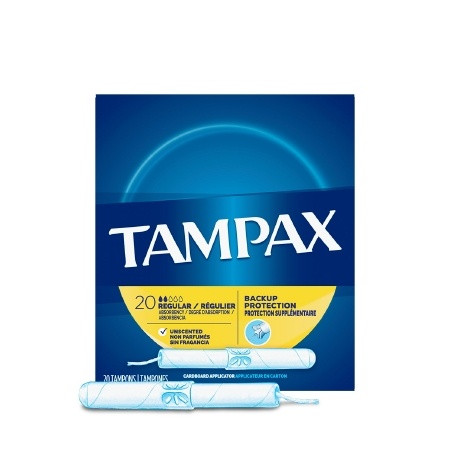 Tampax Regular Absorbency Tampons, Cardboard Applicator, 07301028010, Case of 480