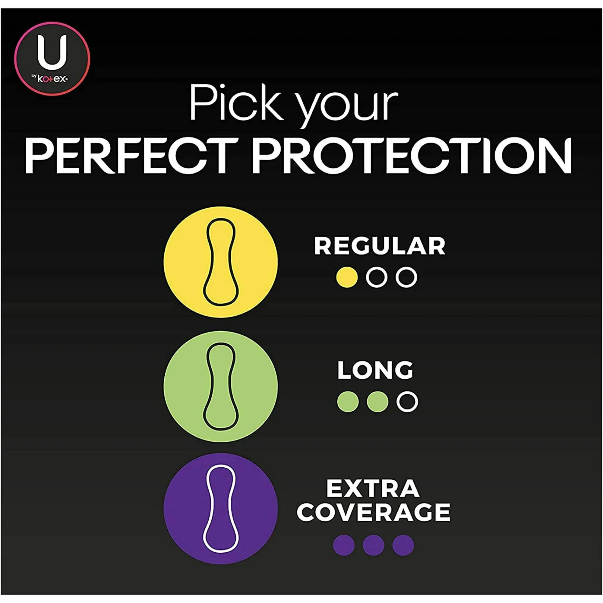 U by Kotex Light Days Panty Liner, Long, Regular Absorbency, 03600001247, Case of 12