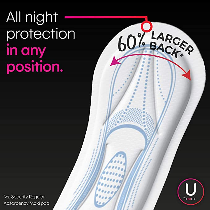 U by Kotex Security Maxi Pads, Overnight Absorbency