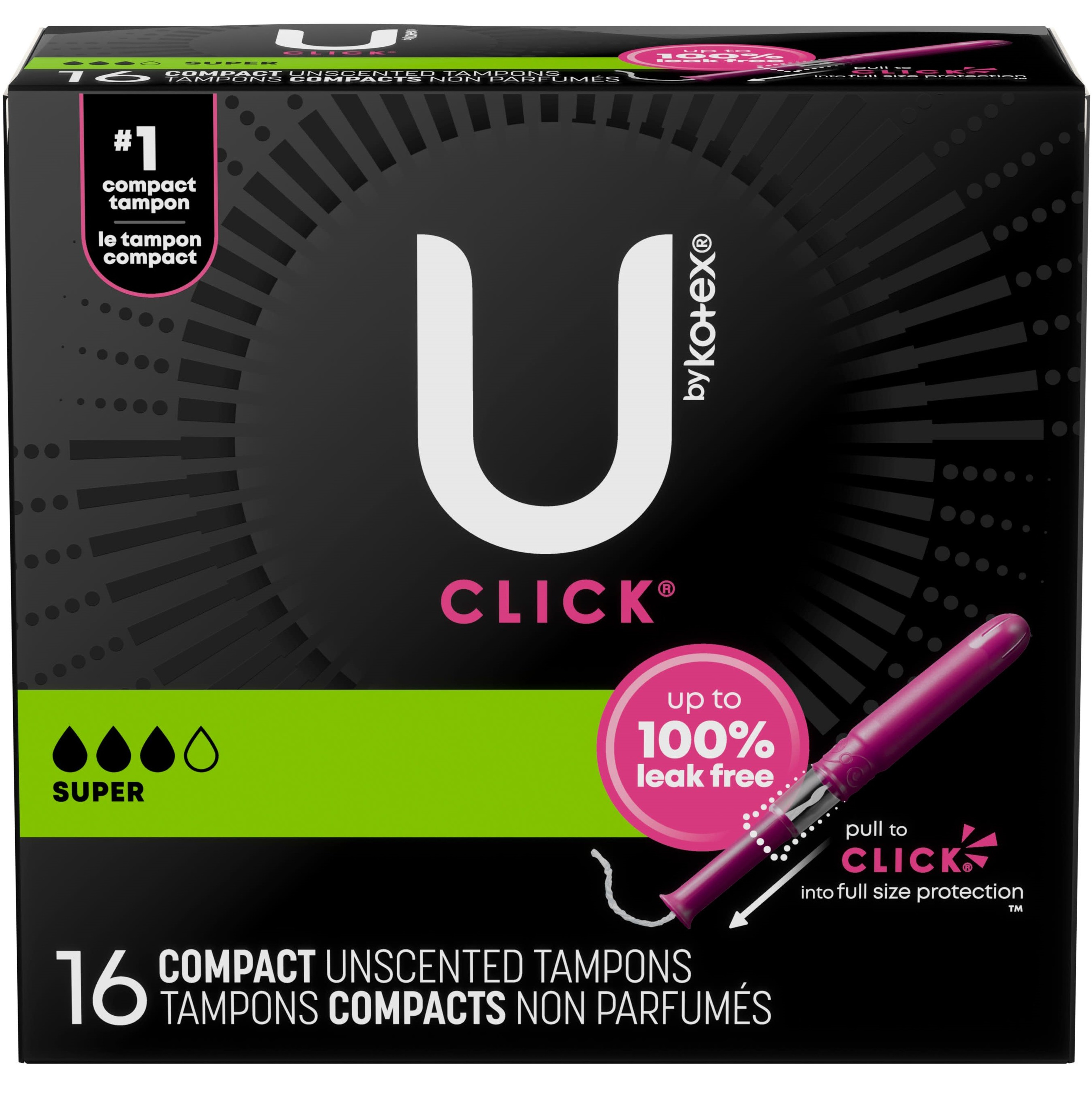 U by Kotex Click Compact Tampons, Super Absorbency