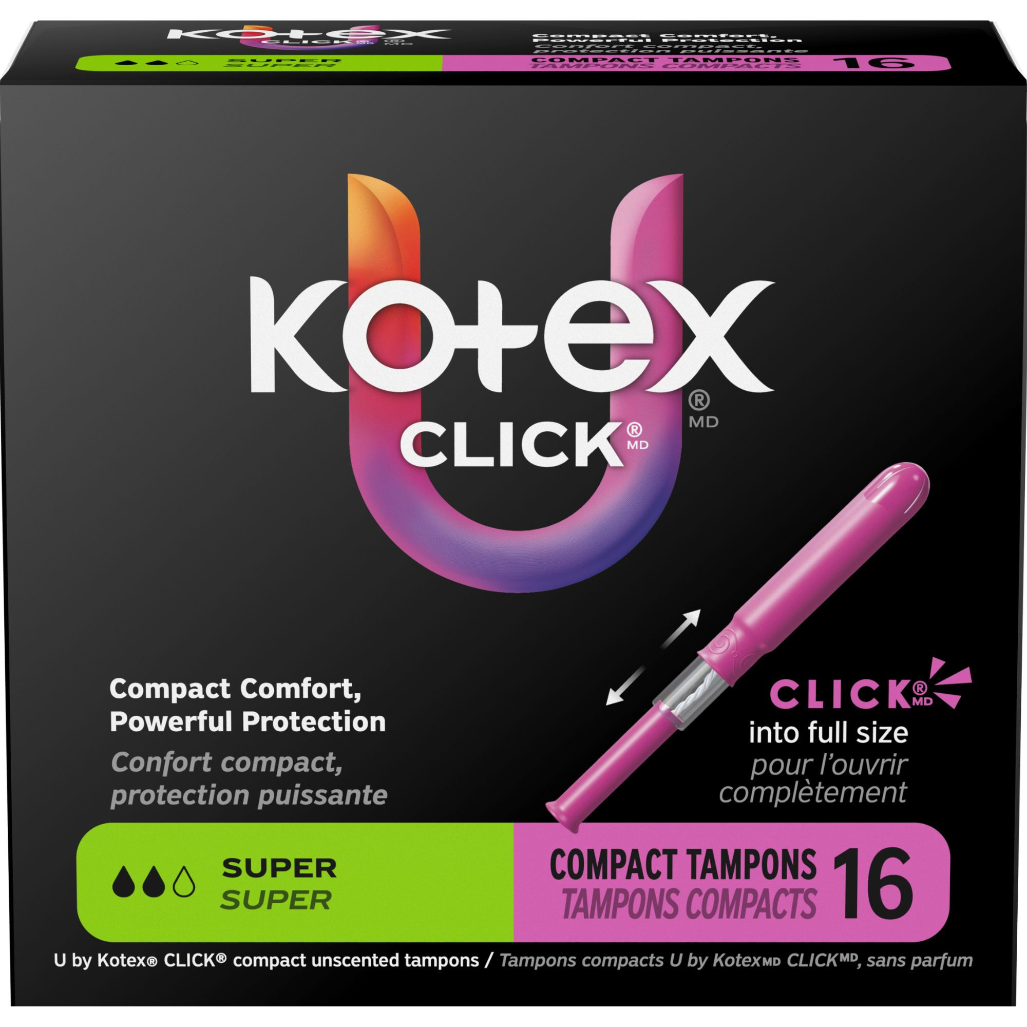 U by Kotex Click Compact Tampons, Super Absorbency