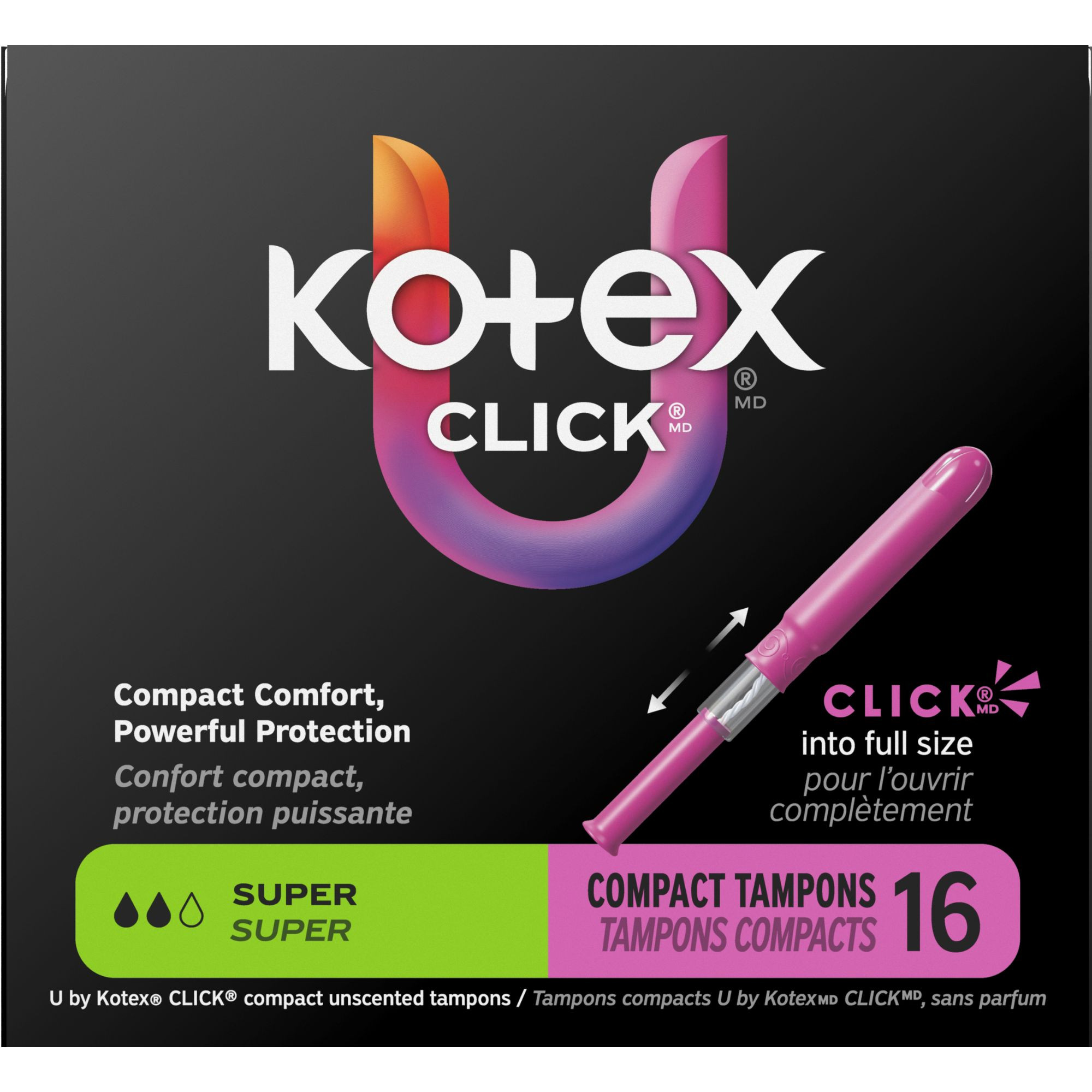 U by Kotex Click Compact Tampons, Super Absorbency