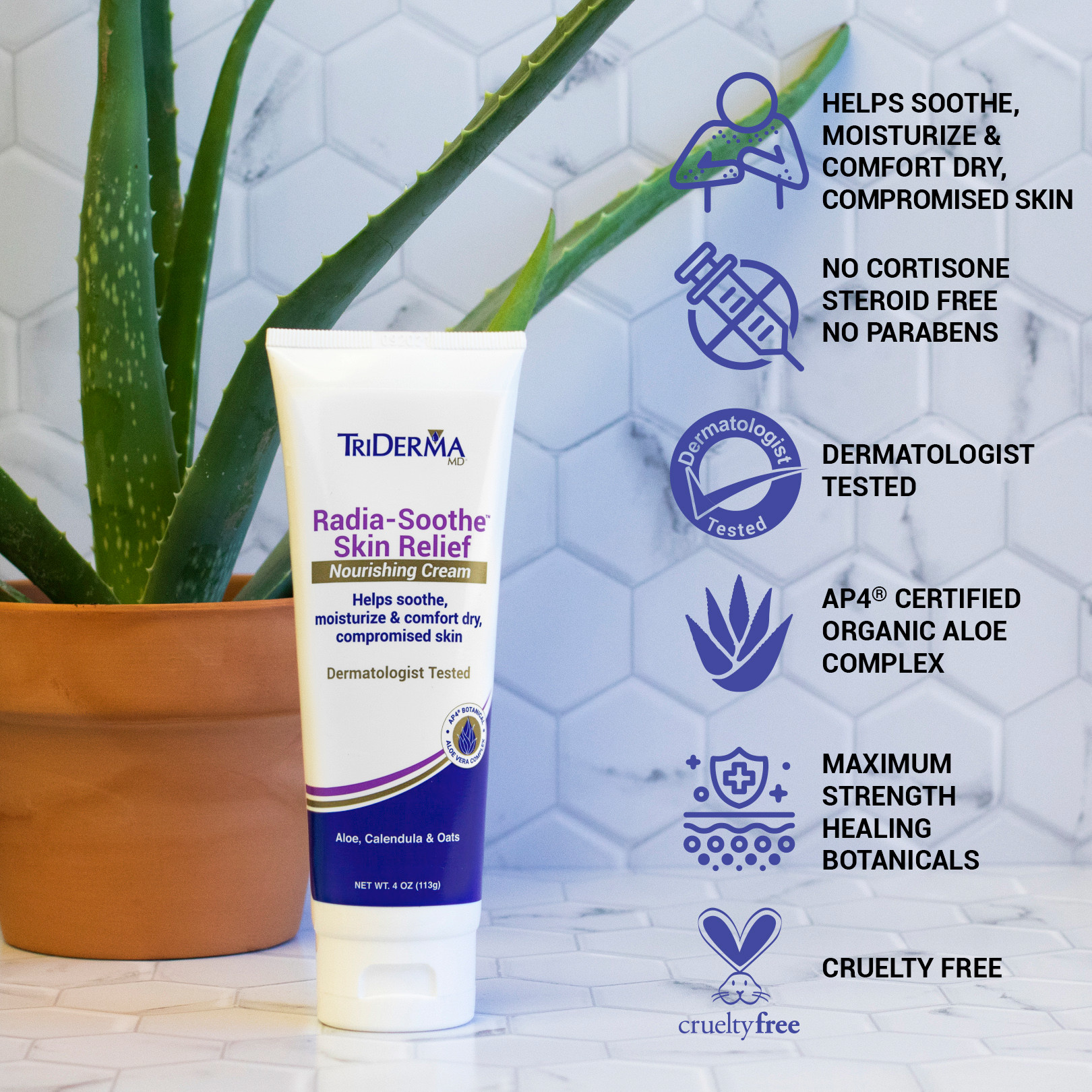 TriDerma Radiation Skin Relief Soothing and Healing Cream, 4 oz.