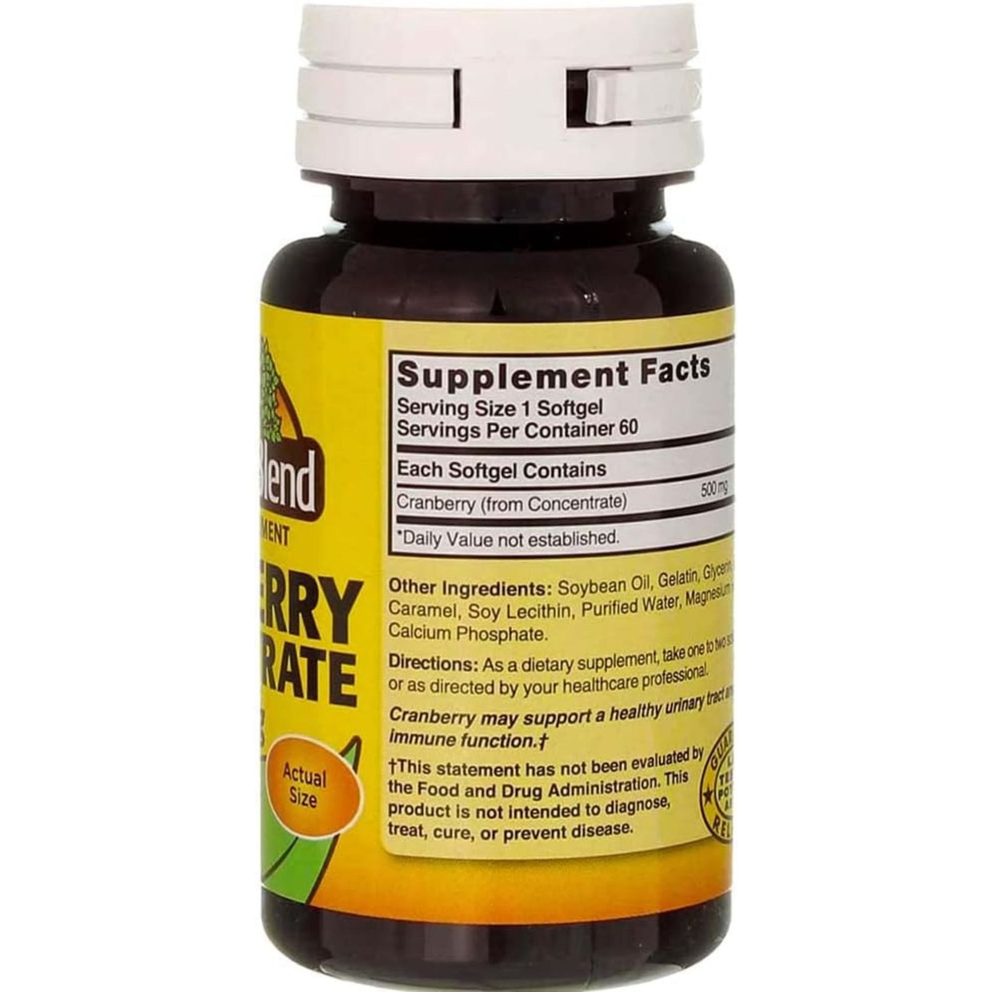 Nature's Blend Cranberry Concentrate Dietary Supplement, 500 mg, 60 Softgels, 54629000020, 1 Bottle