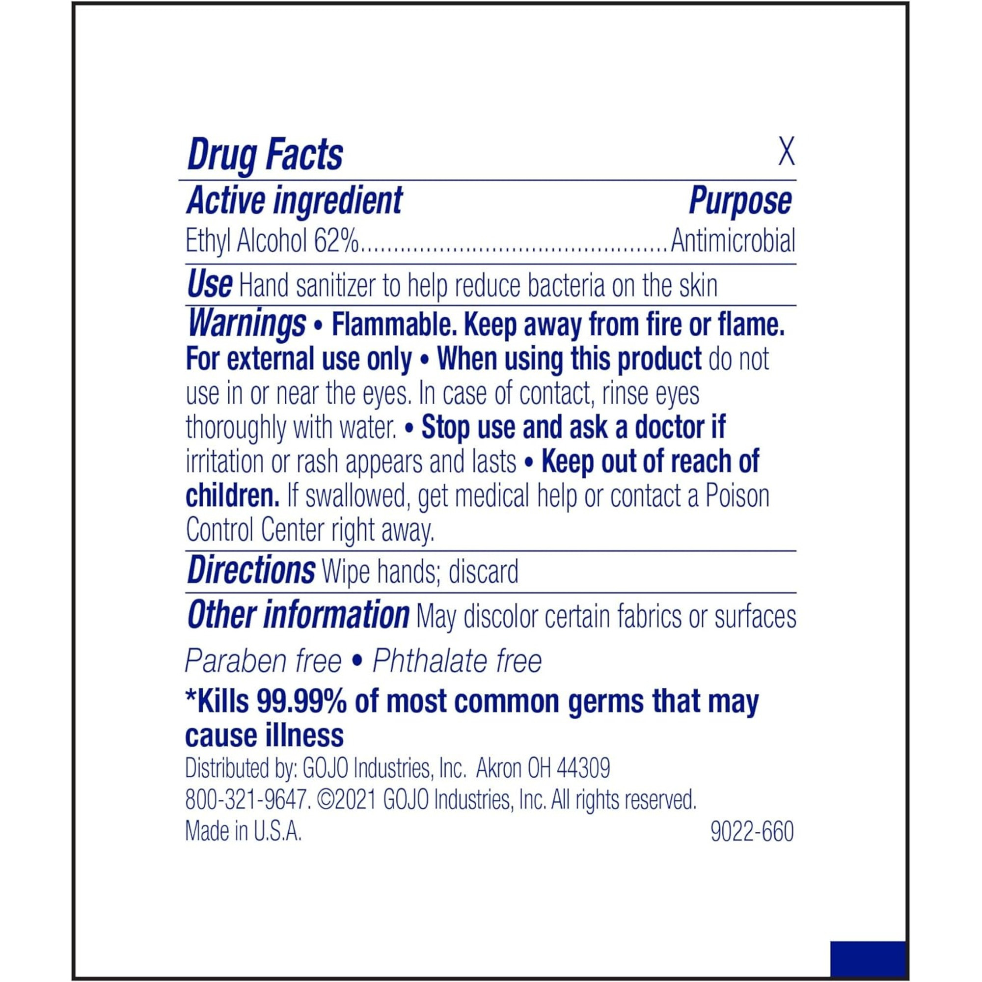 Purell Hand Sanitizing Wipes, Fragrance Free, Individual Packets, 9022-10, Box of 100