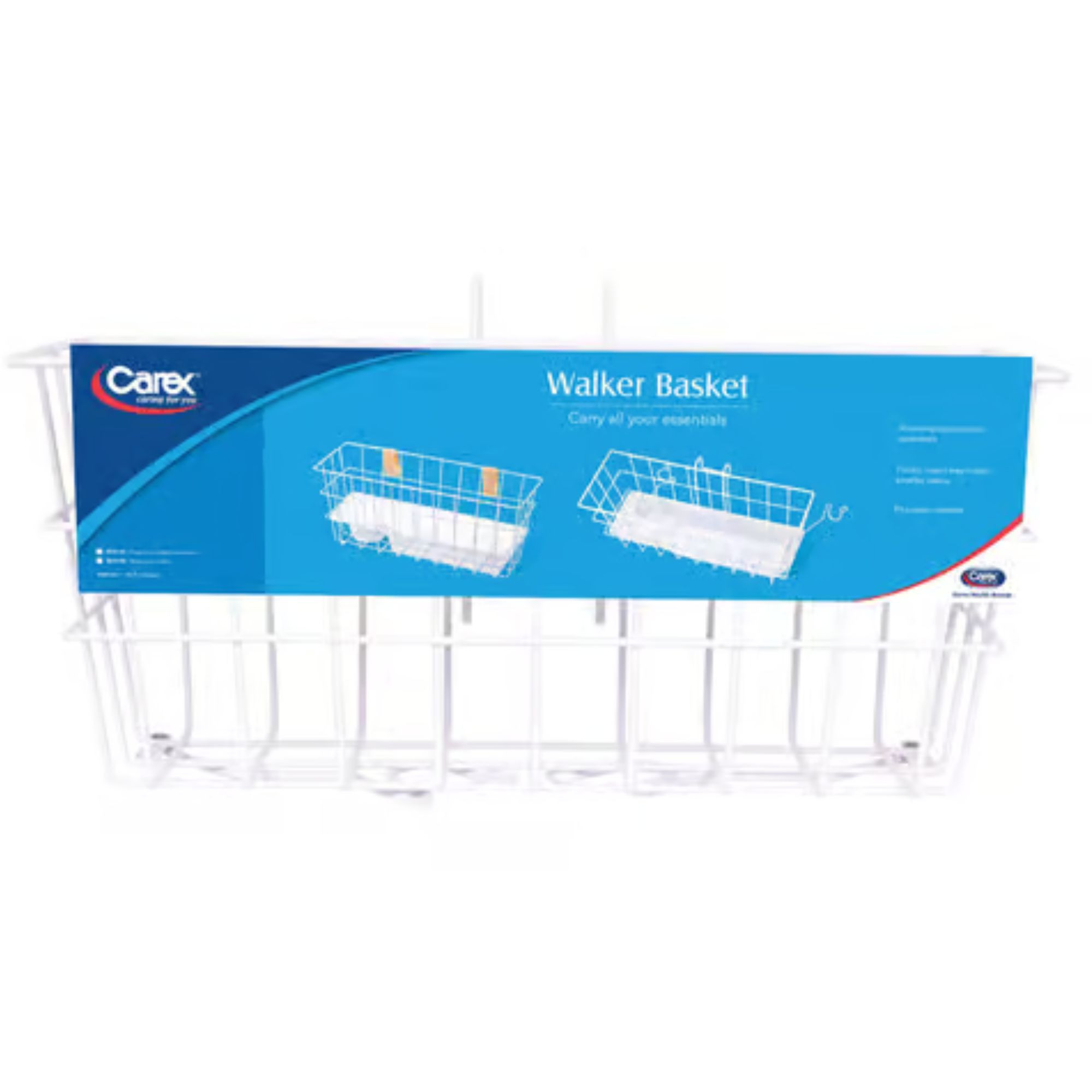 Carex Snap On Walker Basket with Tray, A830-00, 1 Each