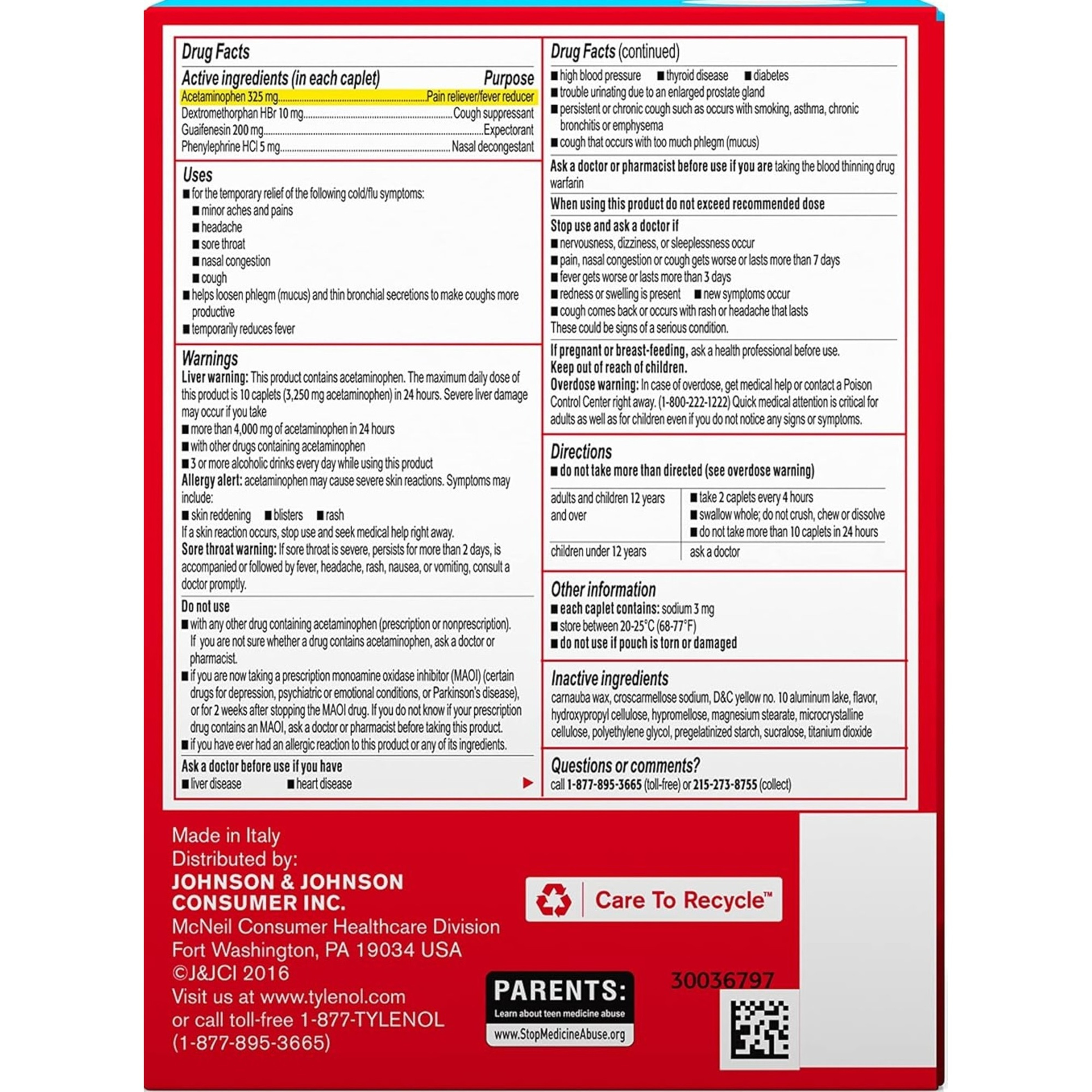 Tylenol Cold + Flu Severe Acetaminophen, 100 Capsules, 027050, 1 Each