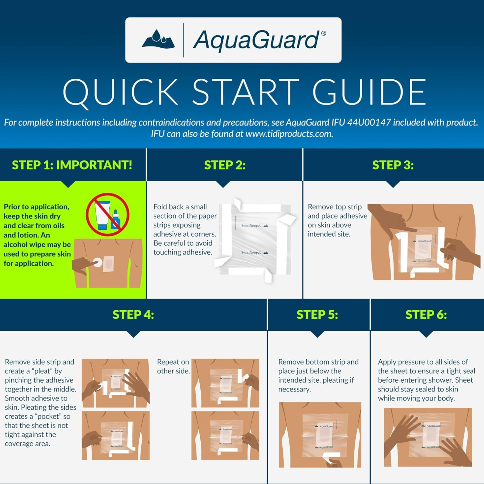 AquaGuard Moisture Barrier Sheet Shower Cover, 10 X 12"