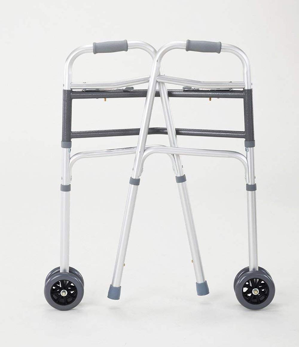 Cardinal Health Heavy-Duty Folding Walker with Wheels, CWAL0010B, 1 Each