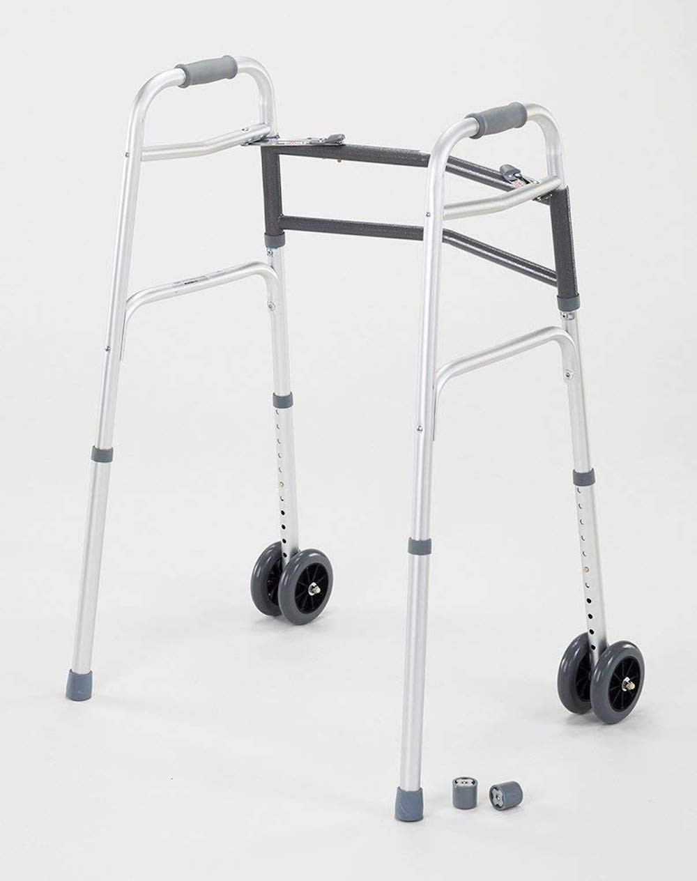 Cardinal Health Heavy-Duty Folding Walker with Wheels, CWAL0010B, 1 Each