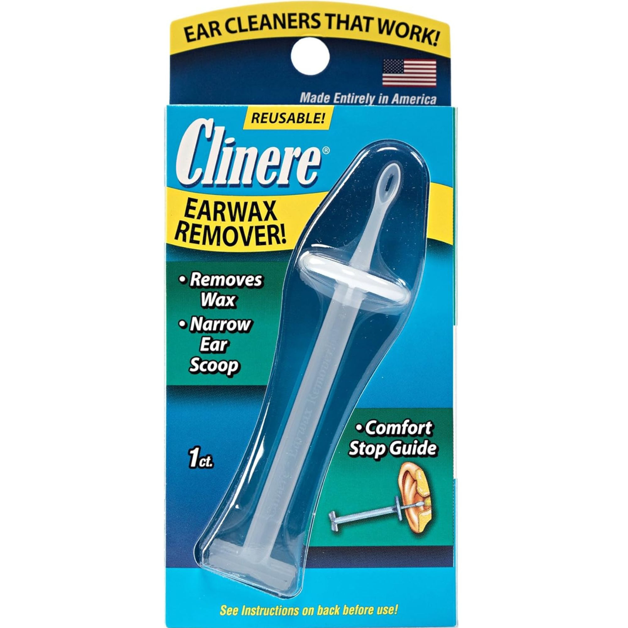 Clinere Reusable Ear Wax Remover Tool, CLN00011, 1 Each