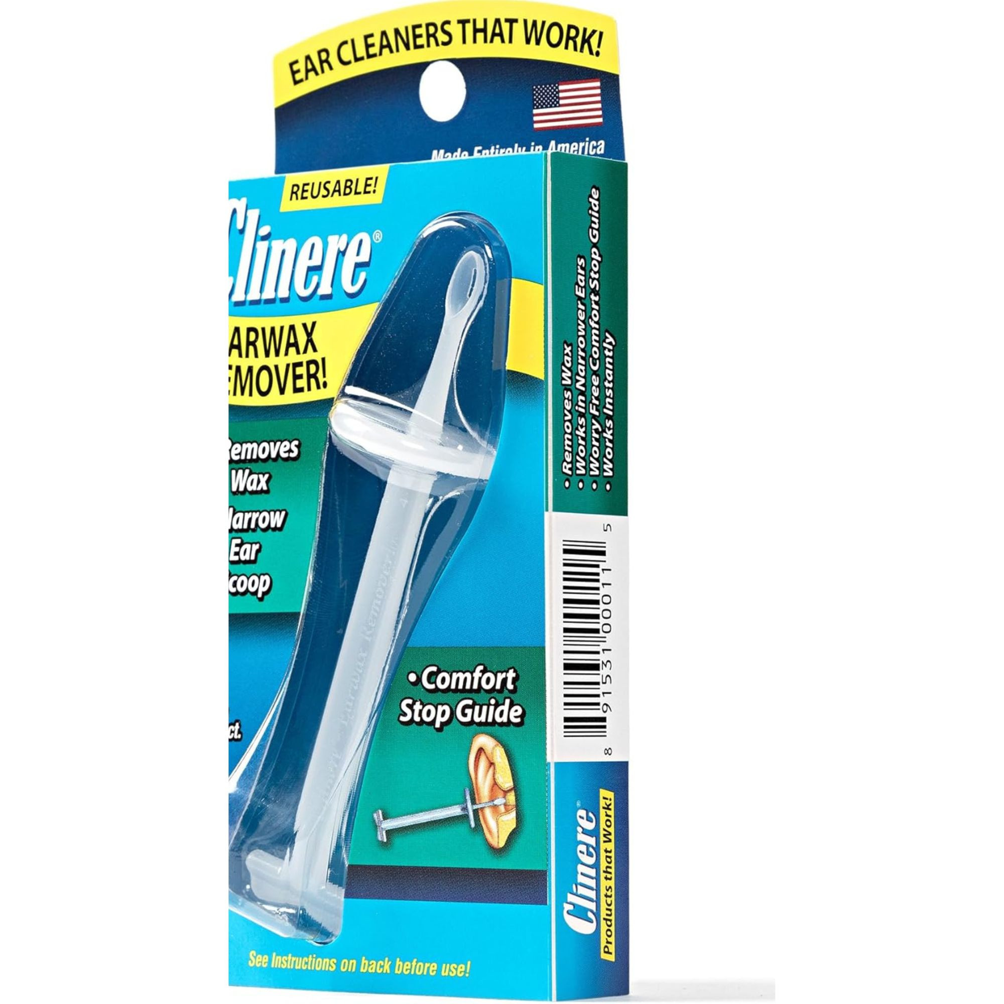 Clinere Reusable Ear Wax Remover Tool, CLN00011, 1 Each