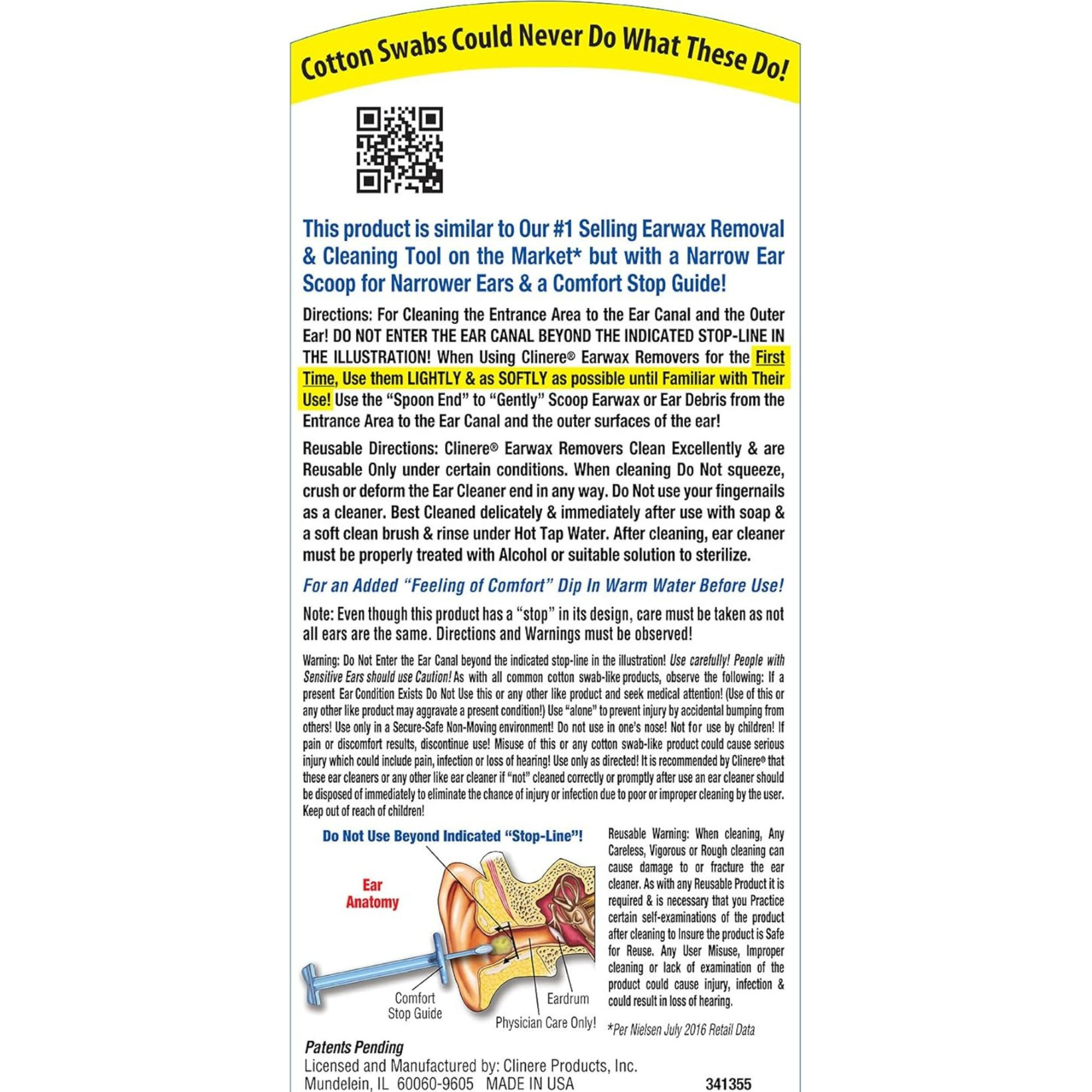 Clinere Reusable Ear Wax Remover Tool, CLN00011, 1 Each