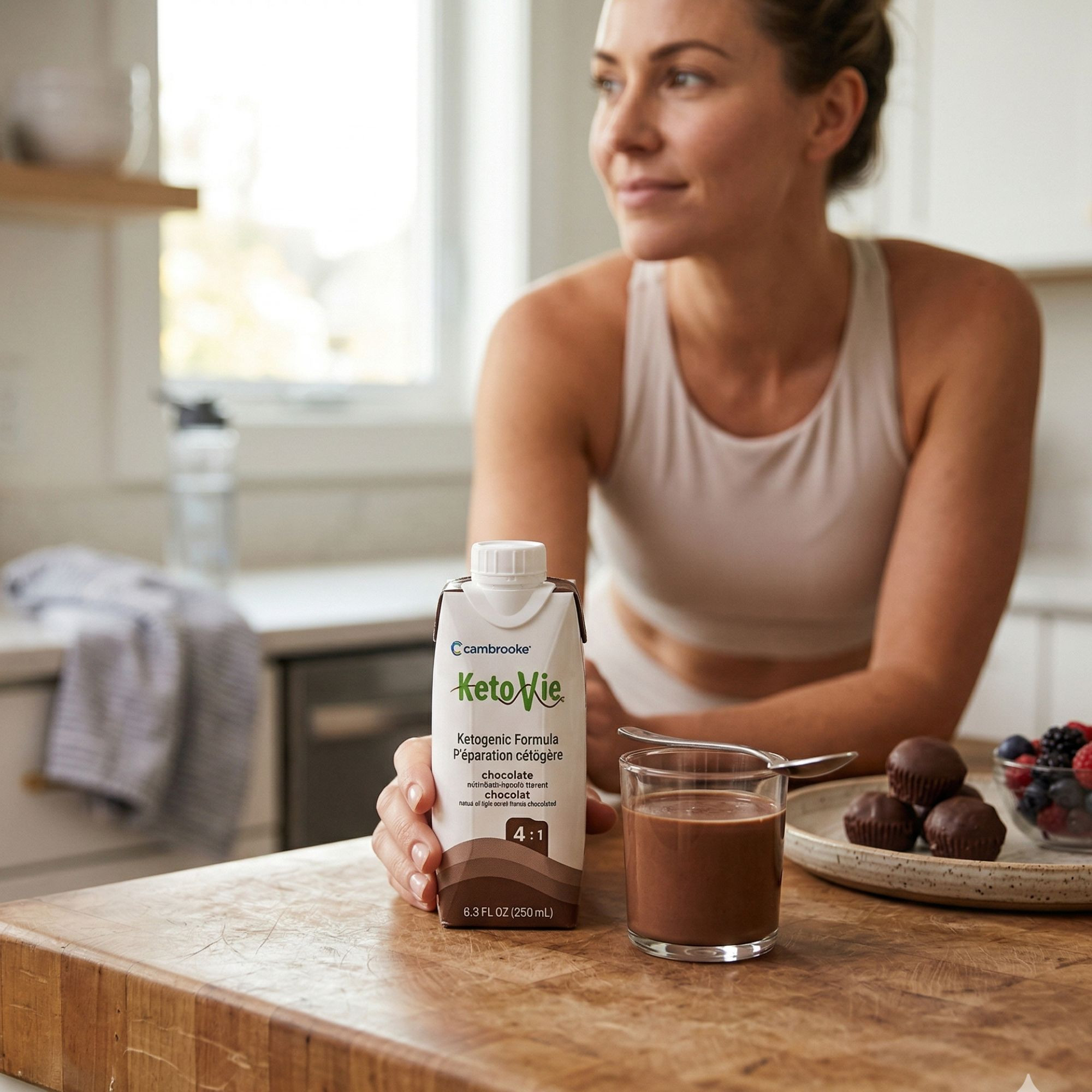 Cambrooke KetoVie 4:1 Ketogenic Oral Supplement, Chocolate, 8.5 oz., 50103, 1 Each