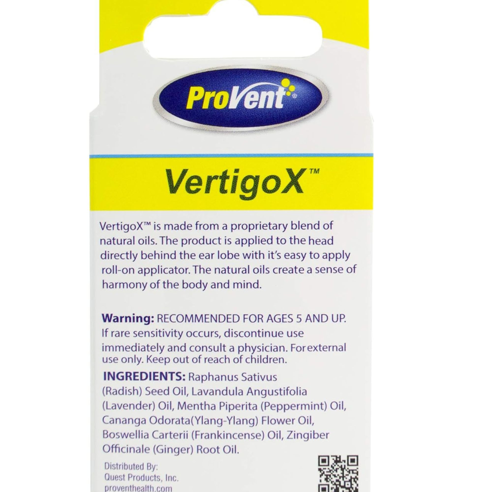 ProVent VertigoX Vertigo Relief Oil, 0.15 oz, PV02522, 1 Each