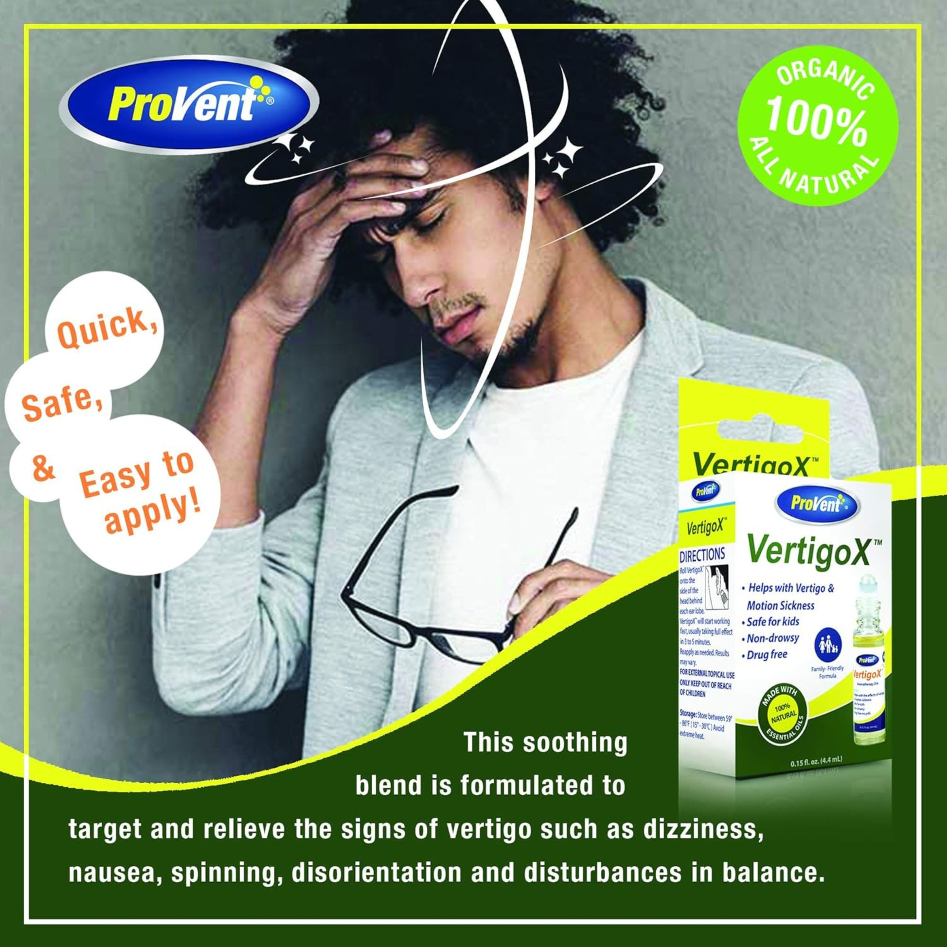 ProVent VertigoX Vertigo Relief Oil, 0.15 oz, PV02522, 1 Each