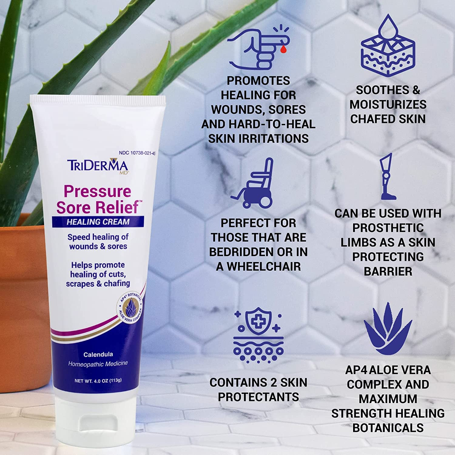 TriDerma MD Pressure Sore Relief Healing Cream, 4 oz, 21045, 1 Each