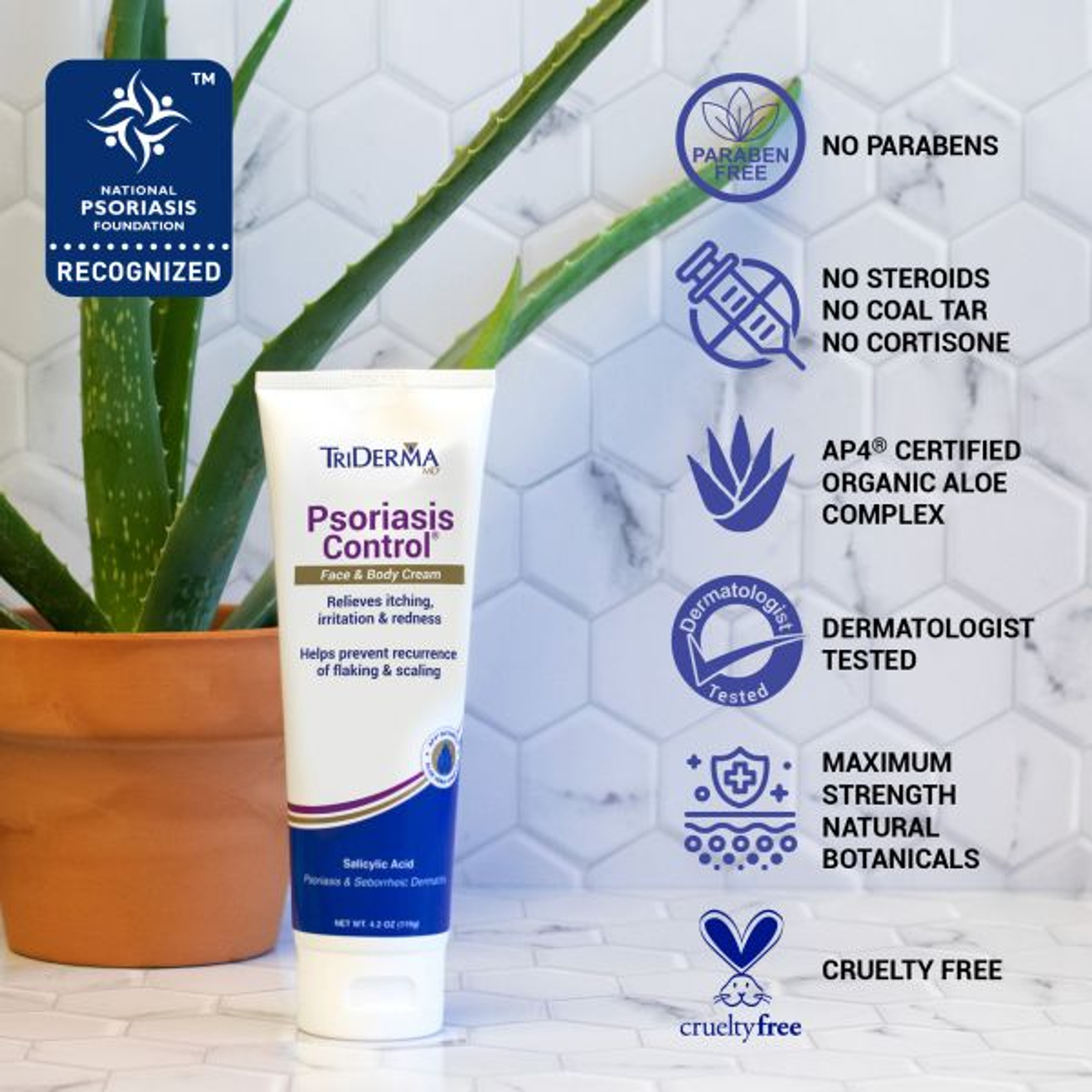 TriDerma MD Medical Strength Psoriasis Control Cream, 6 oz.