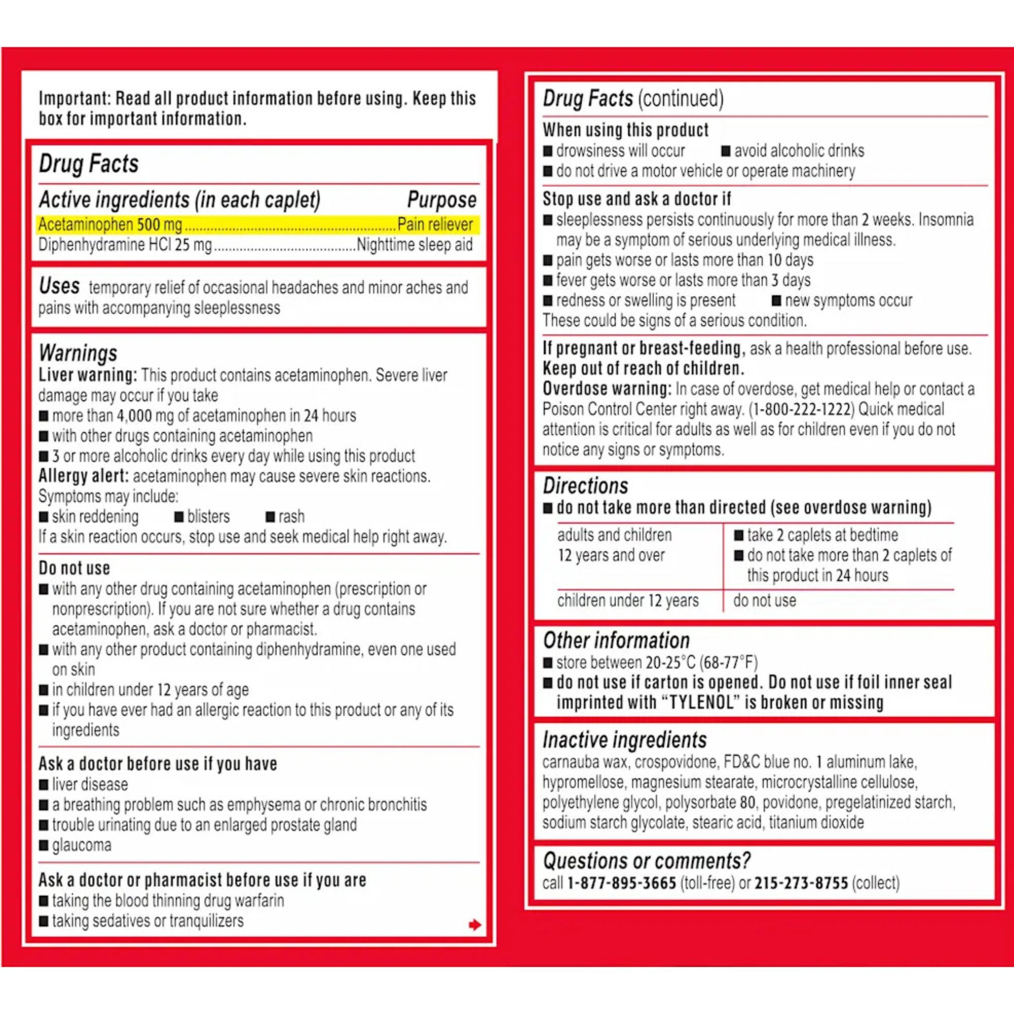 Tylenol PM Extra Strength Caplets, 150 Count, 048257, 1 Each