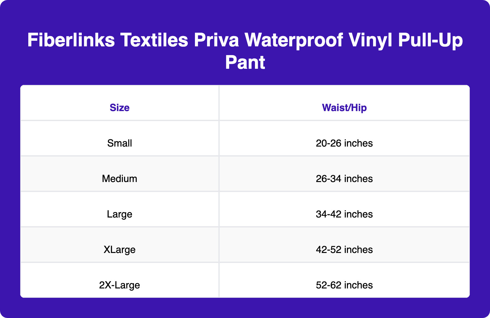 Fiberlinks Textiles Priva Waterproof Vinyl Pull-on Pant