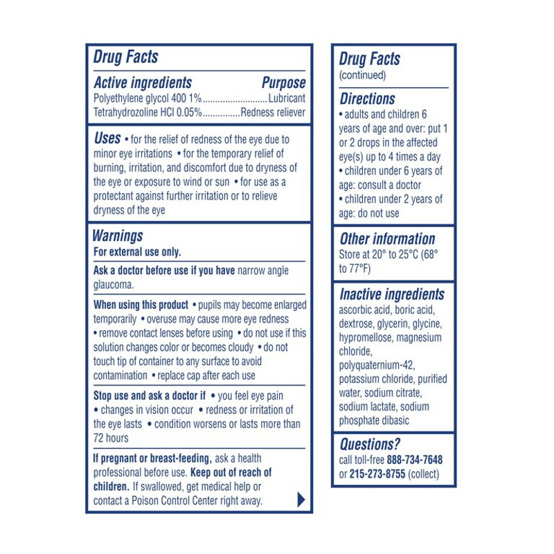 Visine Red Eye Comfort Redness Reliever Eye Drops, 0.5 oz., 49380, 1 Each