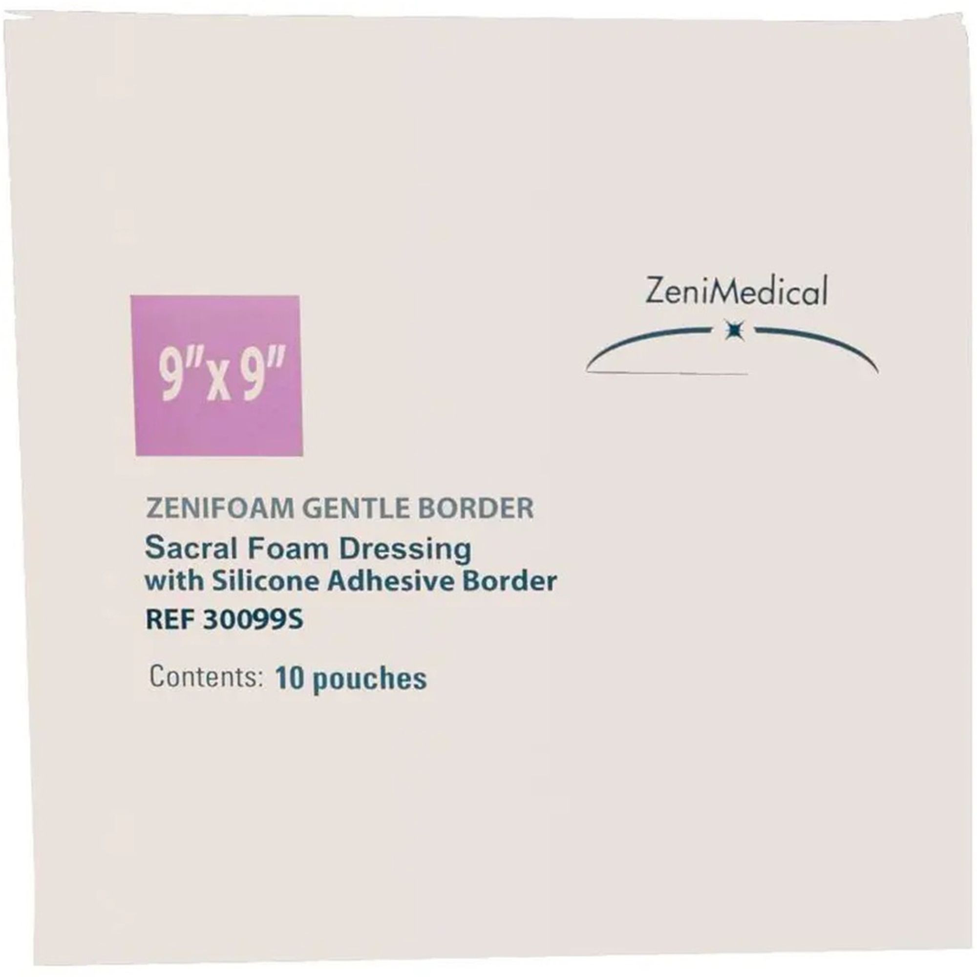 ZeniMedical ZeniFoam Gentle Border Sacral Foam Dressing with Silicone Adhesive Border, 9 X 9", 30099-S, 1 Each