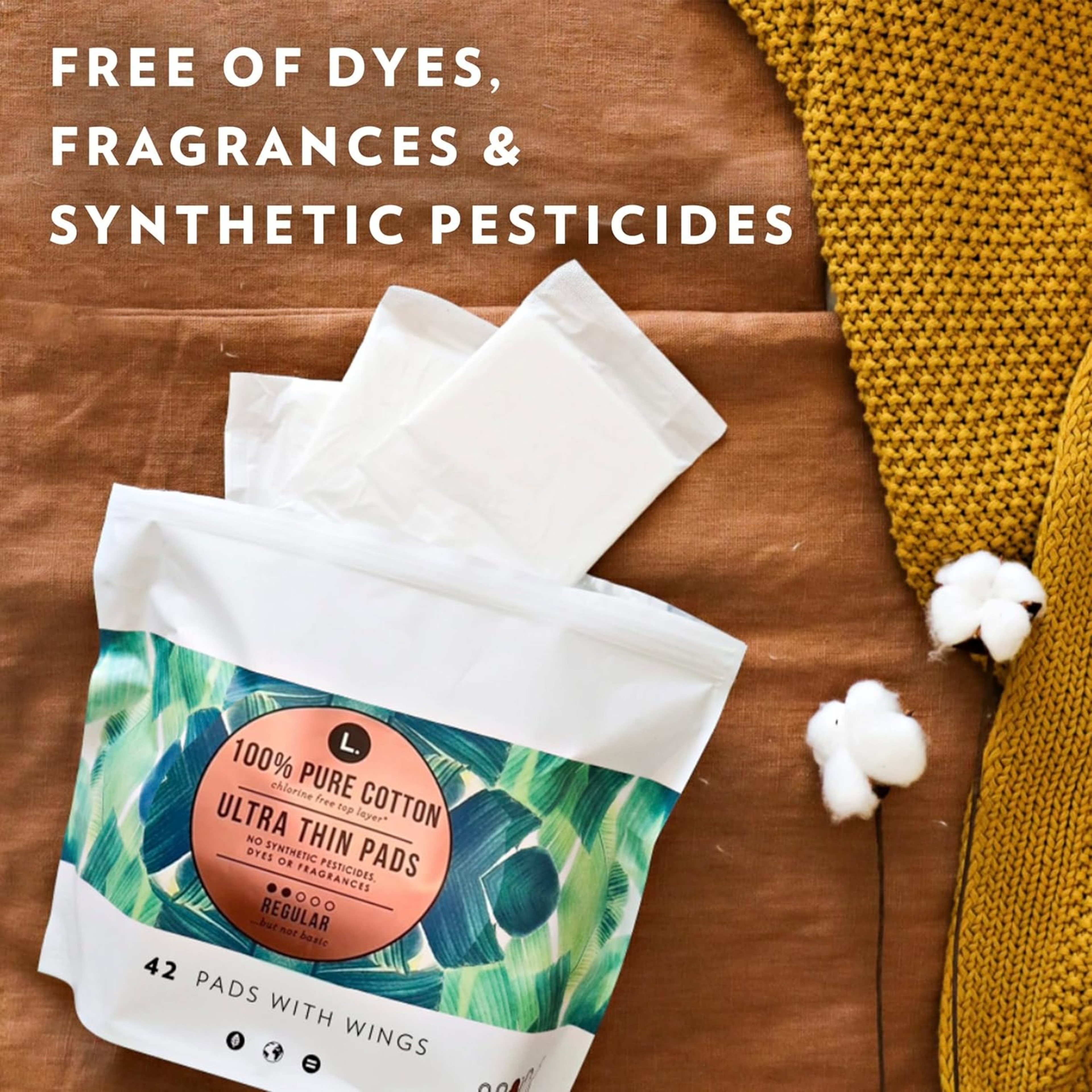 L. Chlorine Free Ultra Thin Pads with Wings,  Regular Absorbency