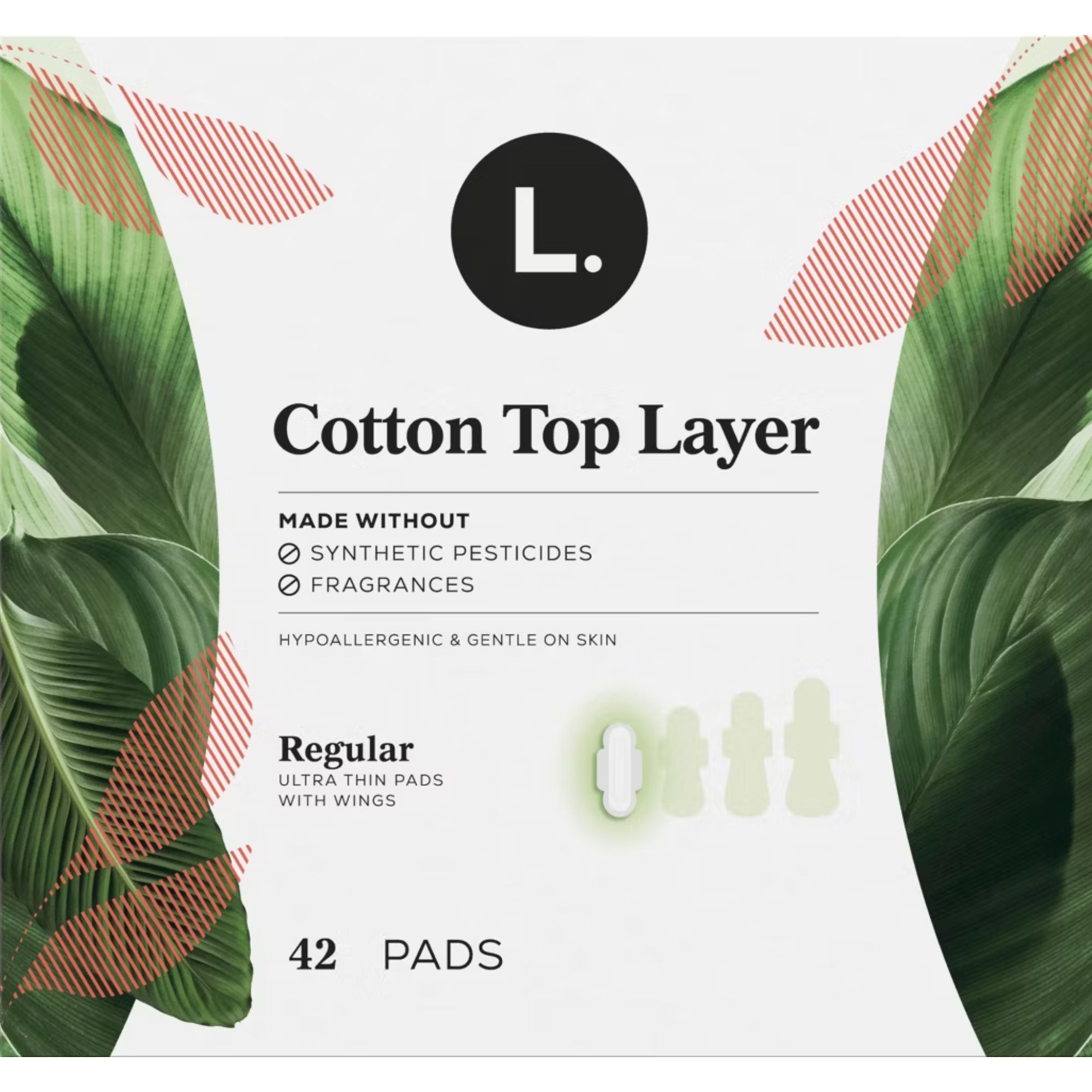 L. Chlorine Free Ultra Thin Pads with Wings,  Regular Absorbency