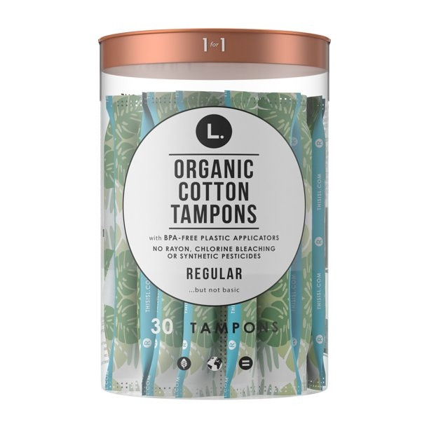 L. Organic Cotton Tampons,  Regular Absorbency, 80340273, Box of 30