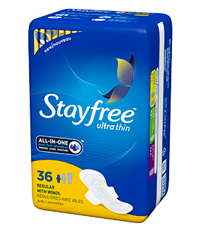 Stayfree Ultra Thin Pads with Wings, Regular Absorbency, 02591, Case of 144 (4 Packs)