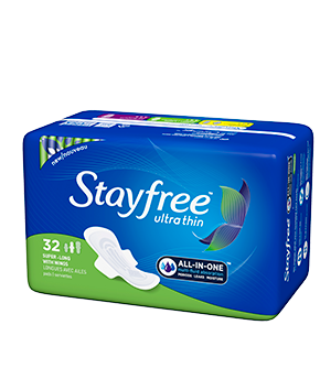 Stayfree Ultra Thin Pads with Wings, Long, Super Absorbency, 02592, Pack of 32