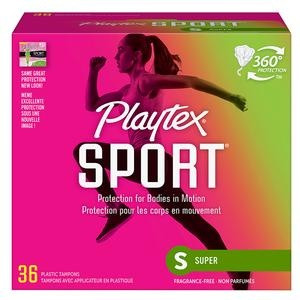 Playtex Sport Tampons, Unscented, Super Absorbency, 02688, Case of 432 (12 Boxes)